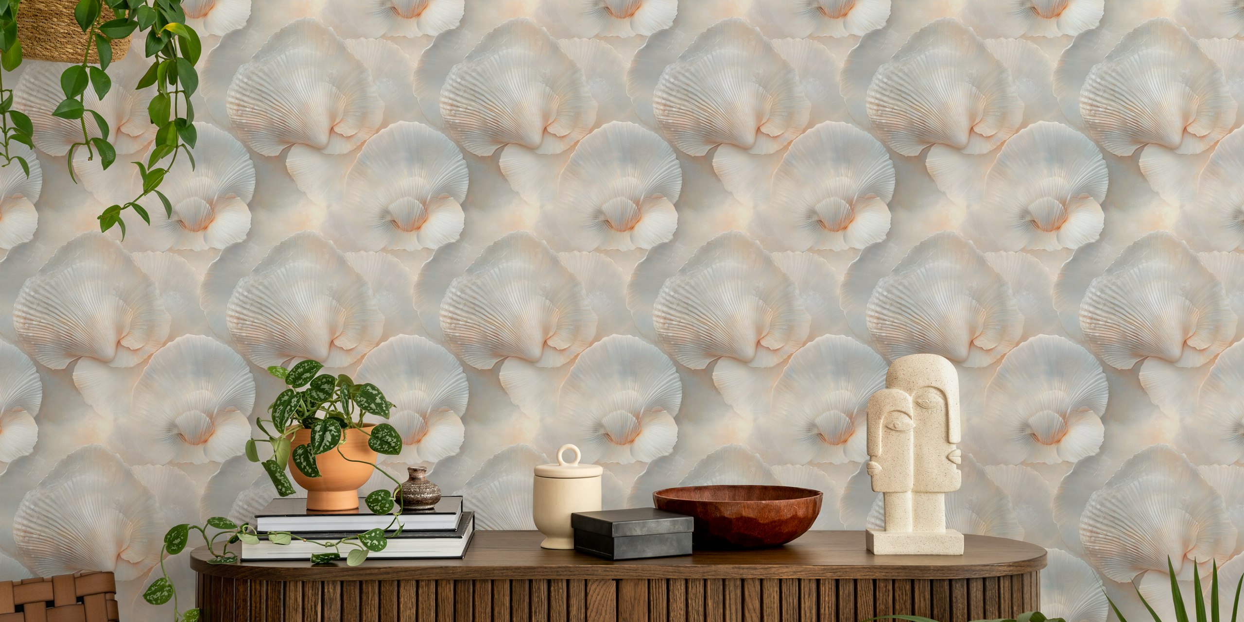 Marine Shell Whispers tapetdesign i et rom