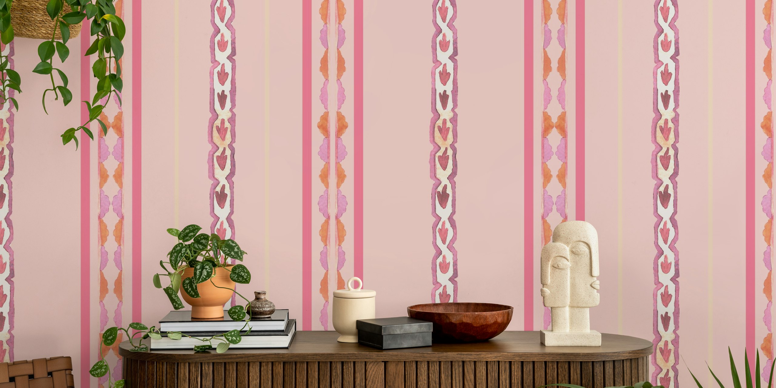 Eternal Paisley Strips 8 wallpaper in a room.