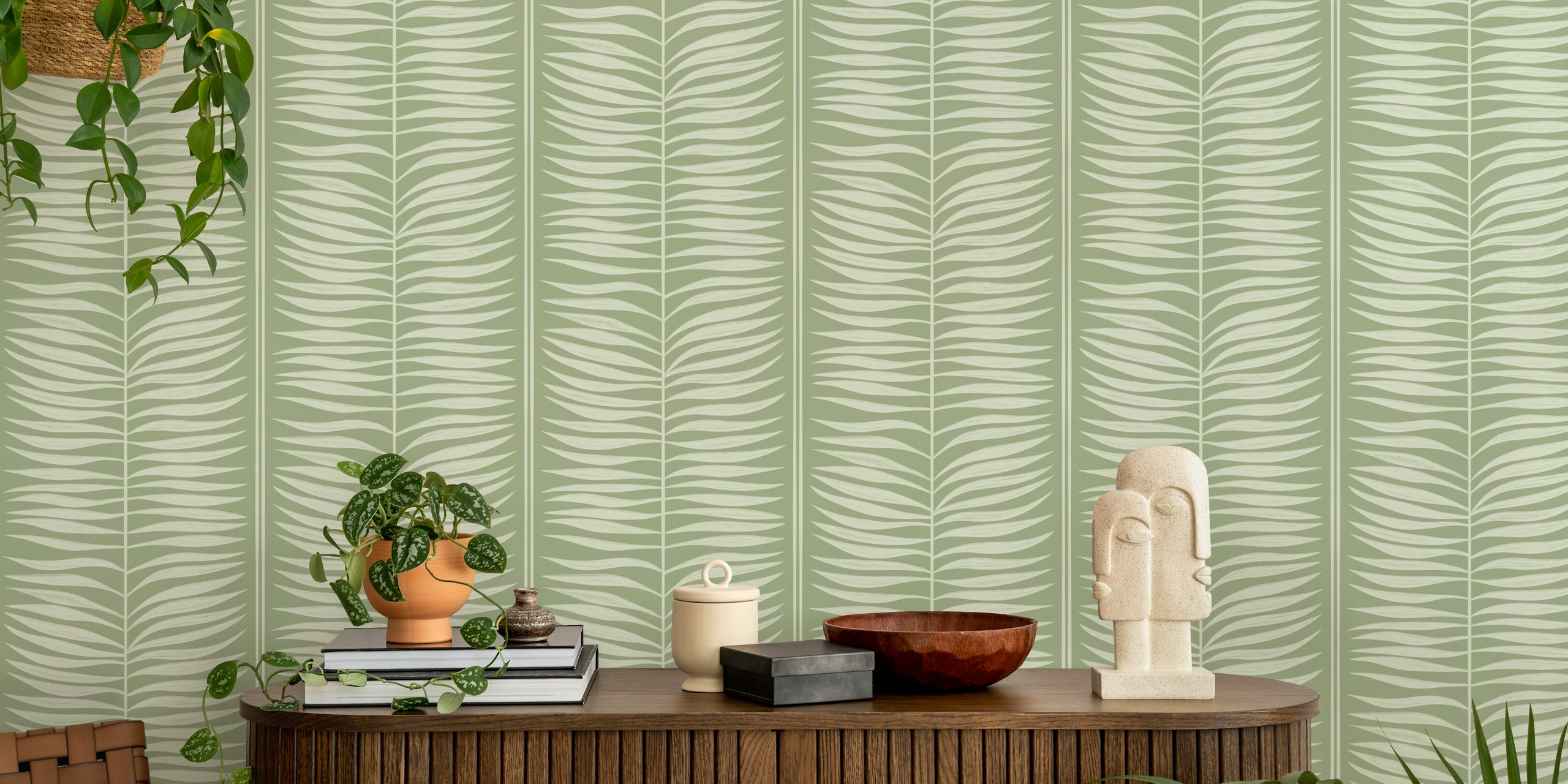 Palm Leaf Stripes wallpaper i ett rum