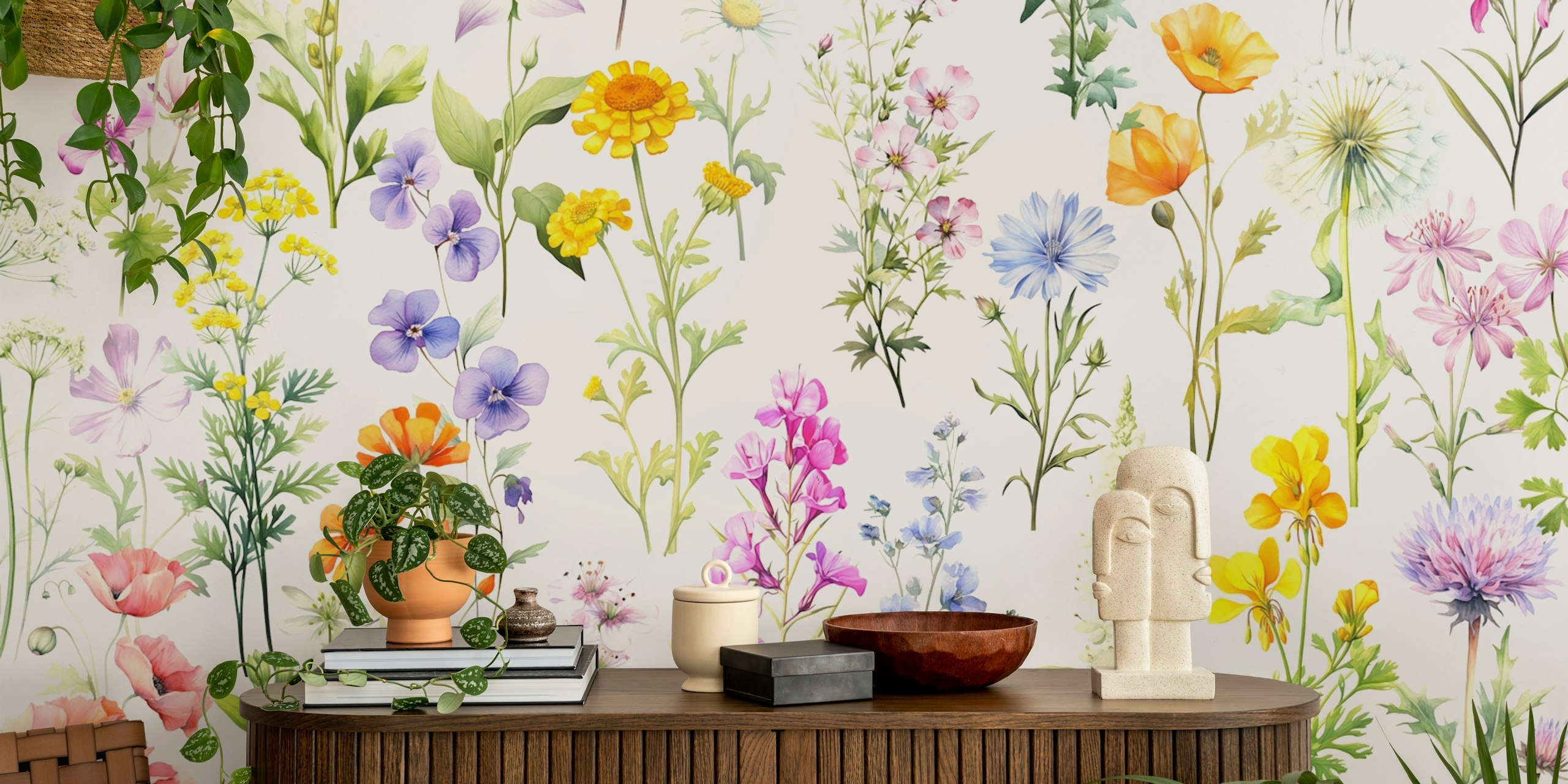 Wildflowers wallpaper που εμφανίζεται σε ένα δωμάτιο