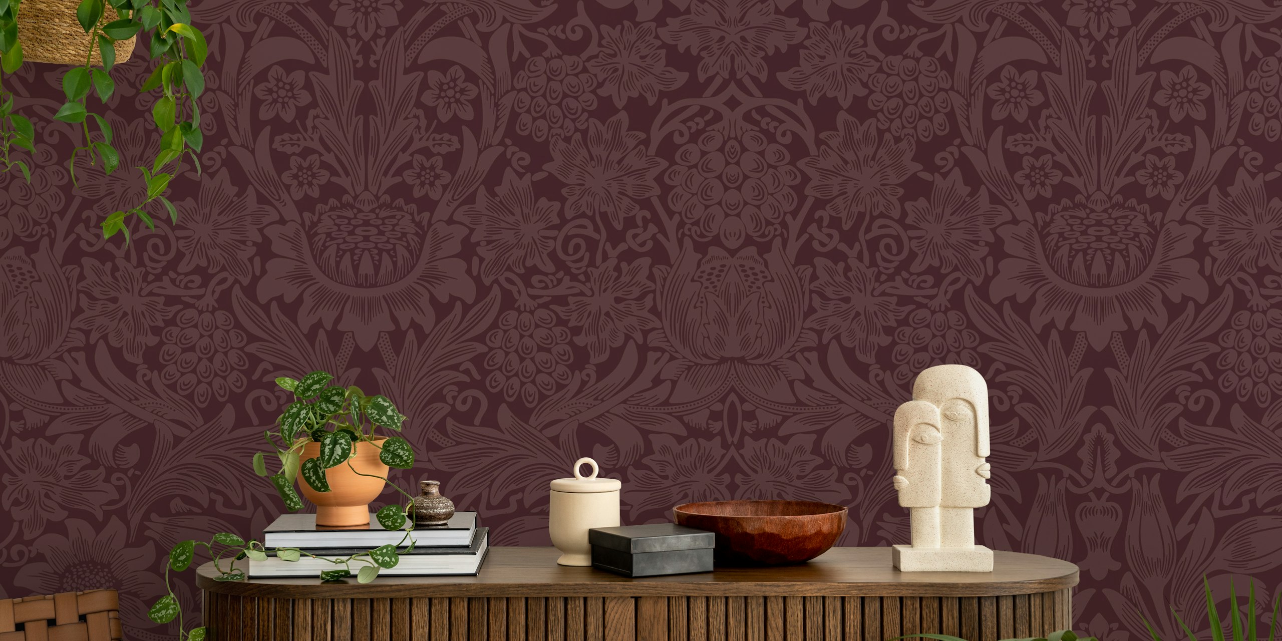 Victorian Sunflower Pattern tapet vist i et rum