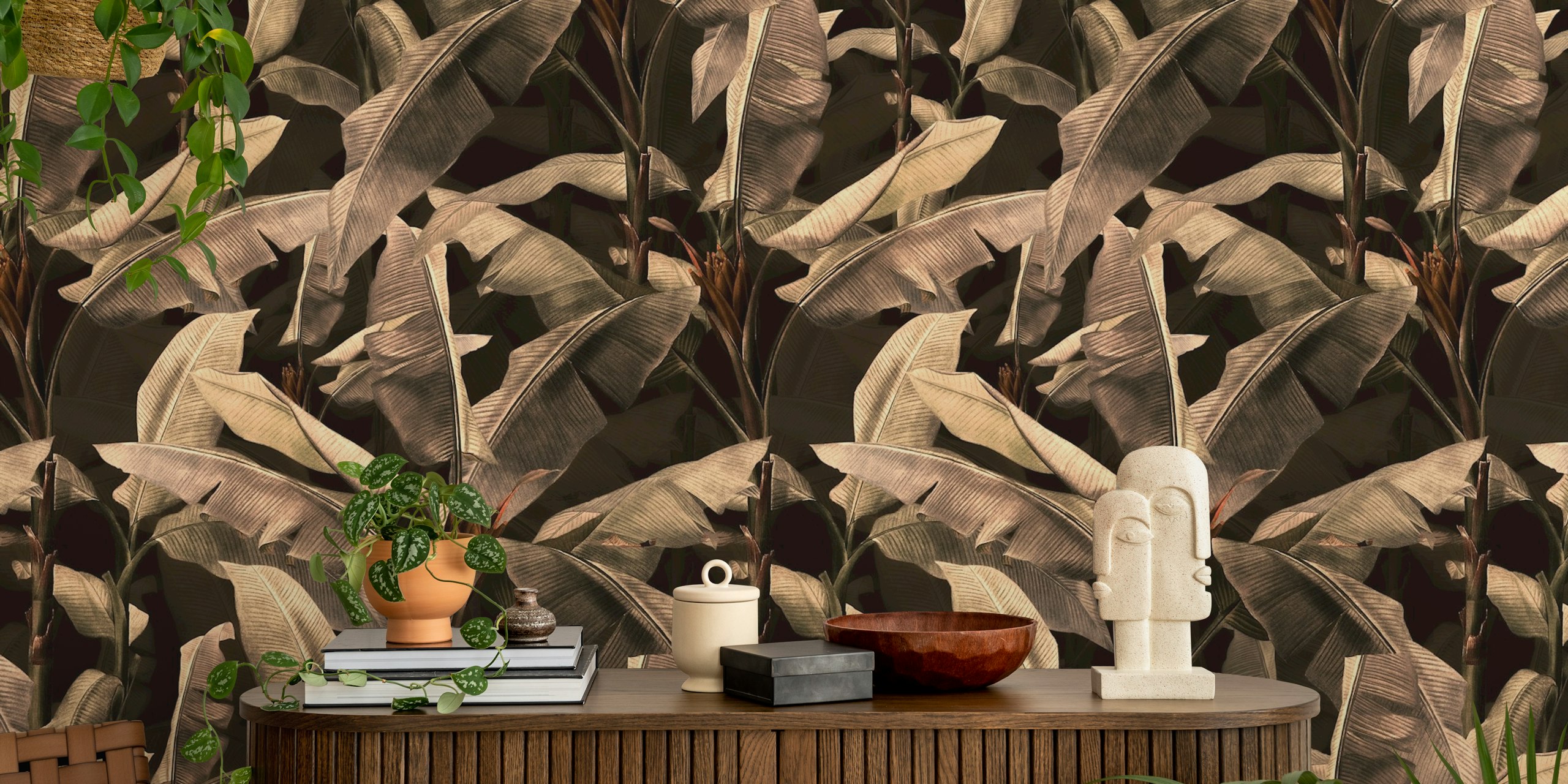 Tropical banana forest wallpaper design