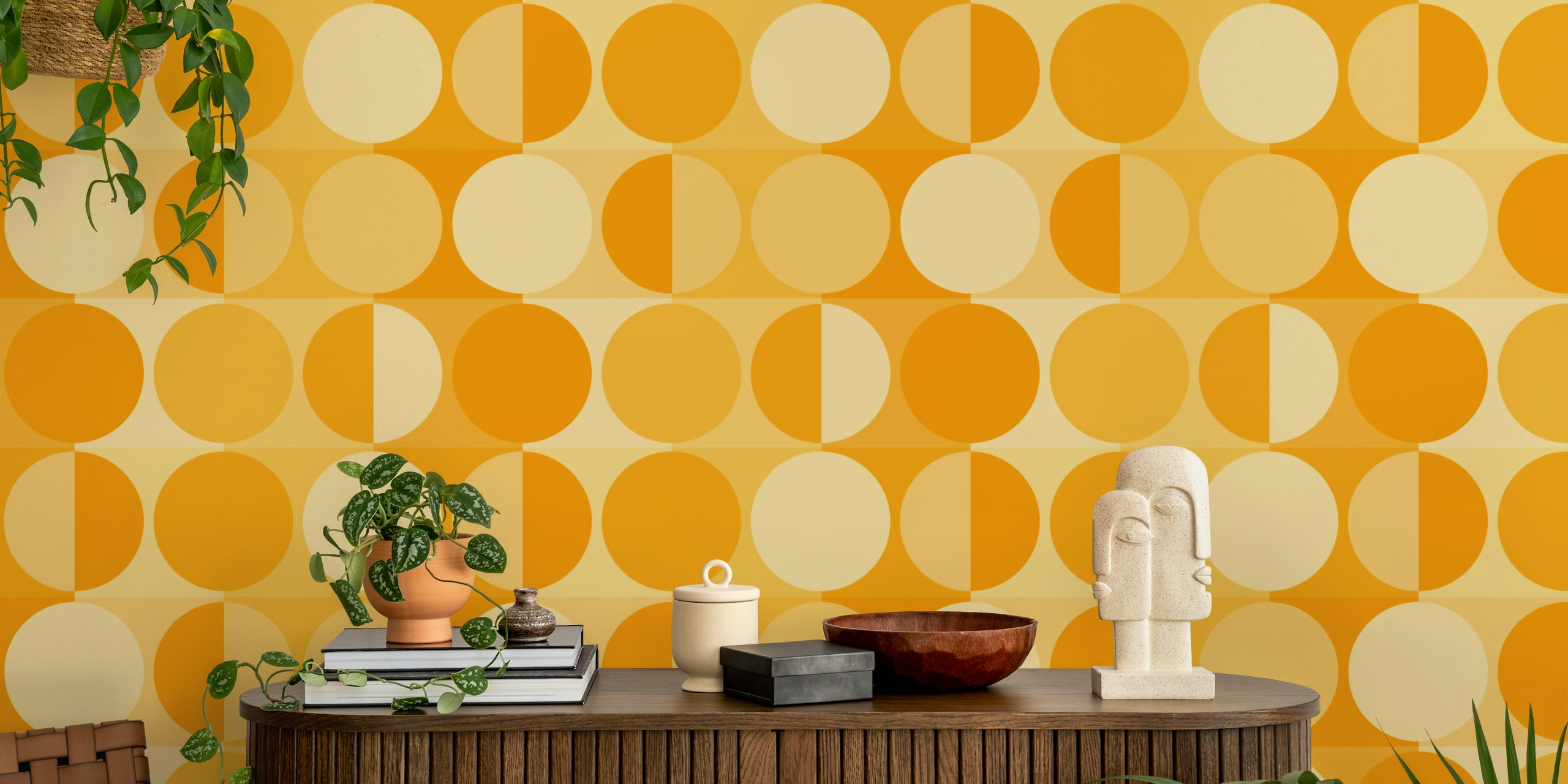 SS - Minimal yellow sun Tapete in einem Raum