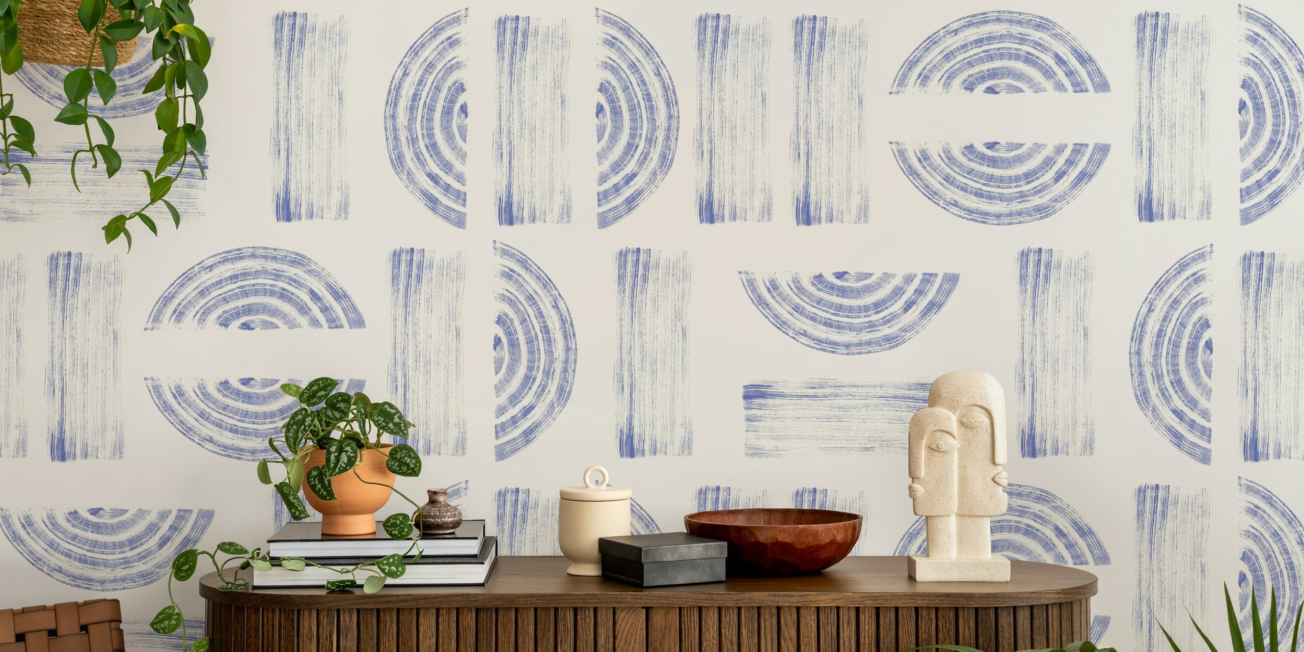 Papel de parede Serene Geometrics em um quarto