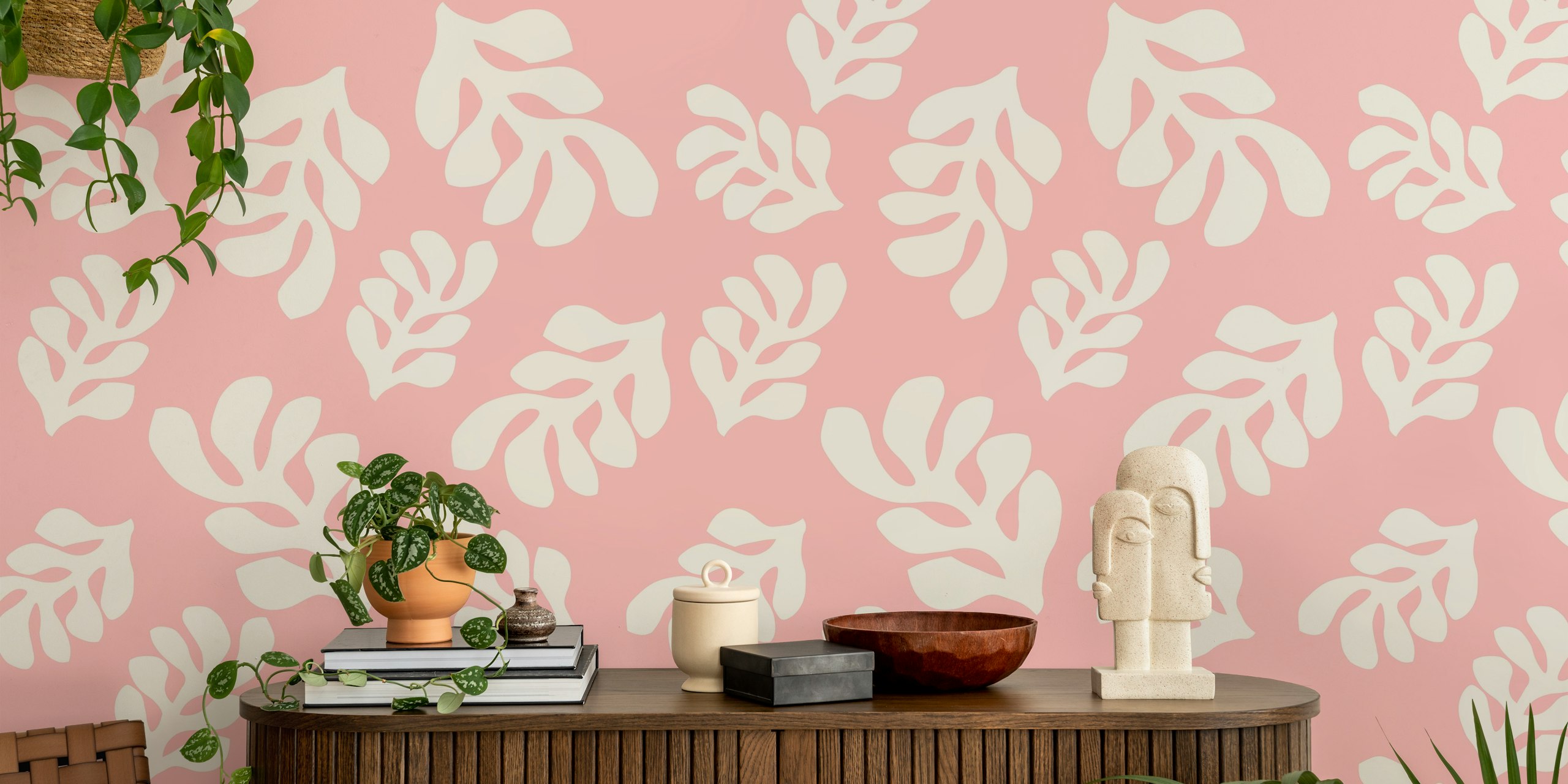 Pink Matisse art wallpaper in a room
