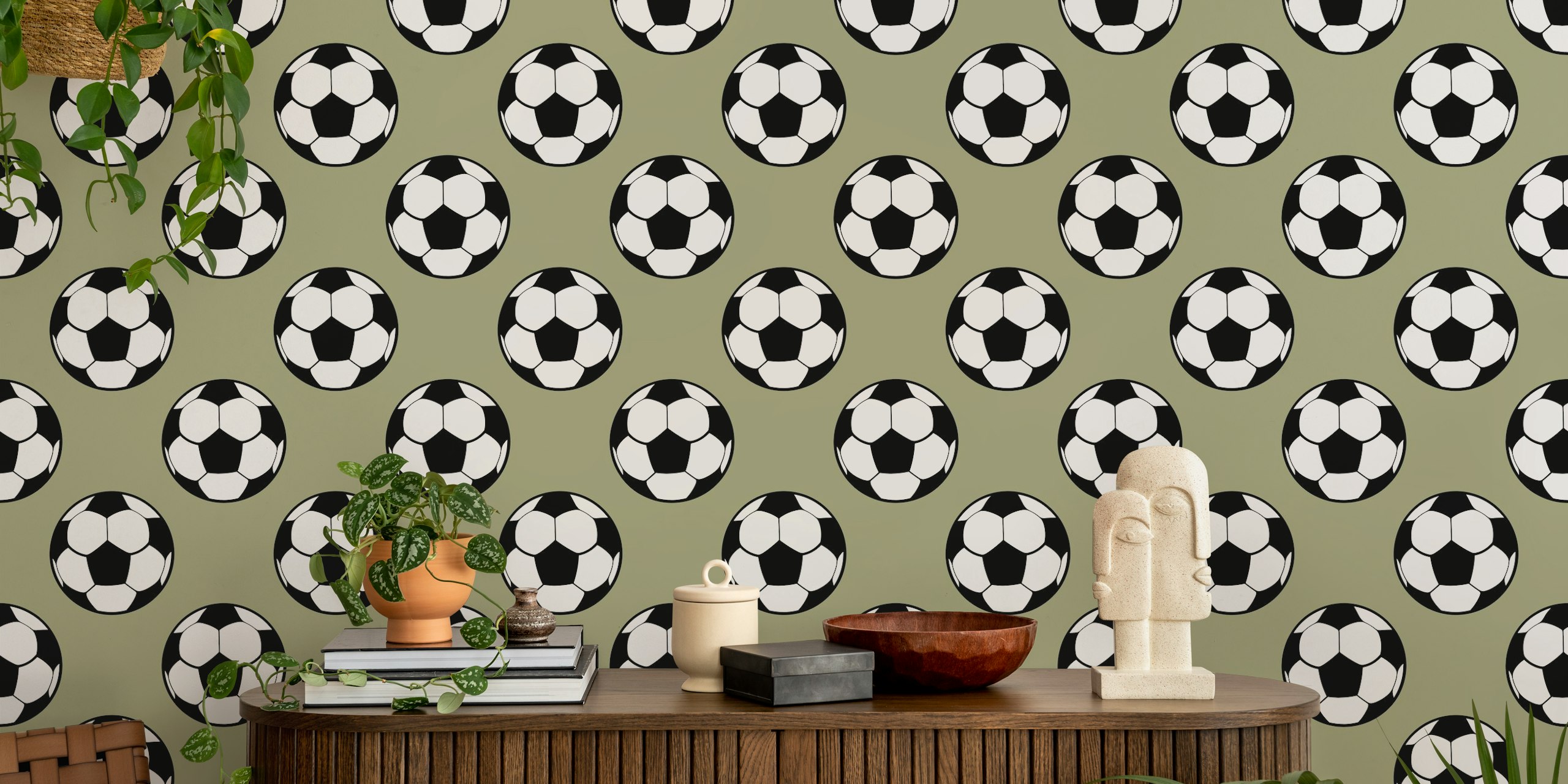 Soccer Ball Tapetdesign in einem Raum