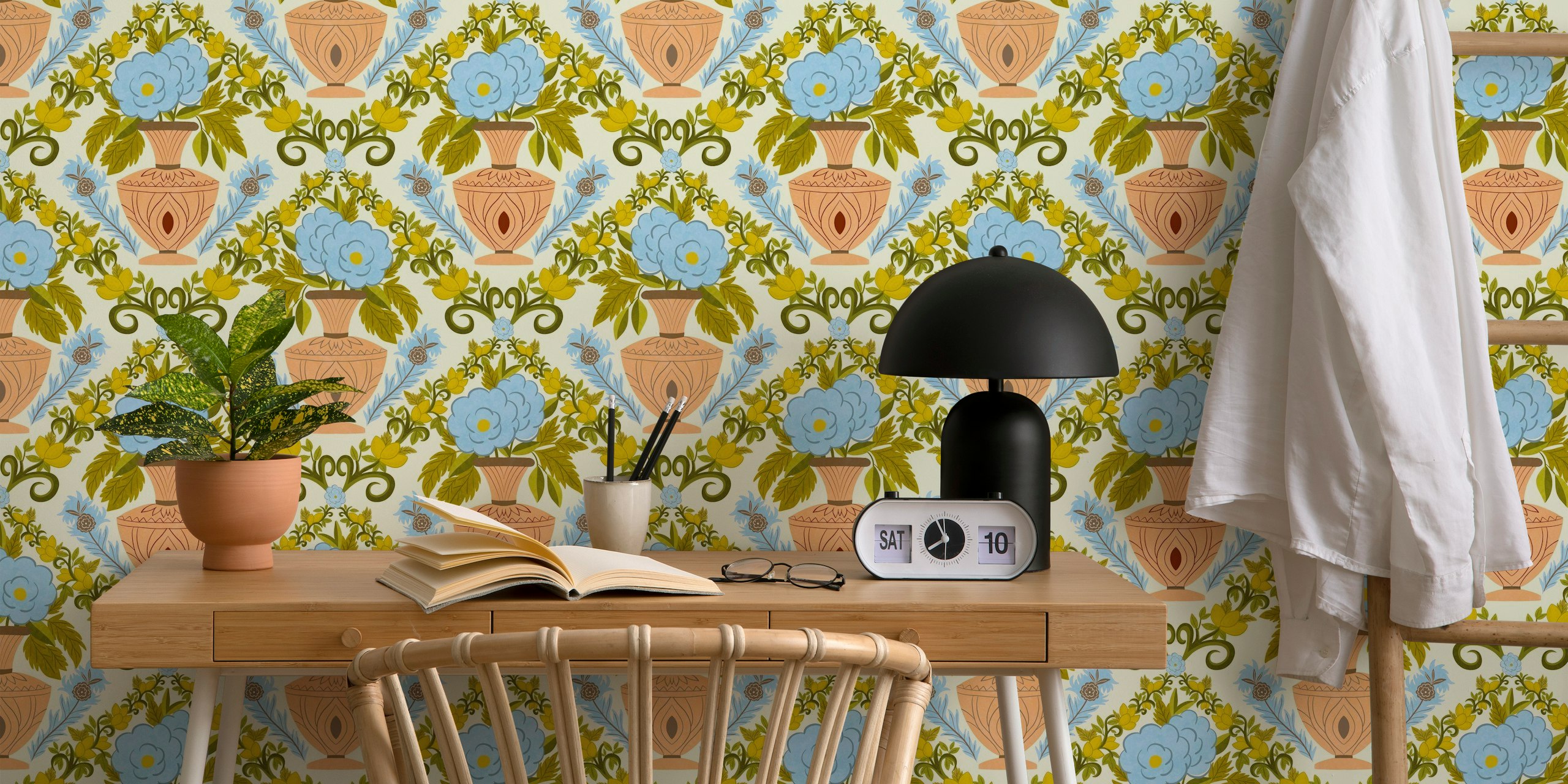 Italian Villa Wallpaper with citrus fruits papiers peint