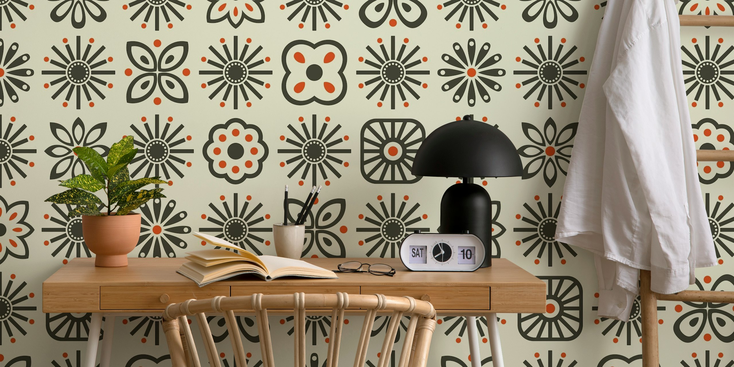 Vintage kitchen tiles - brown papel de parede