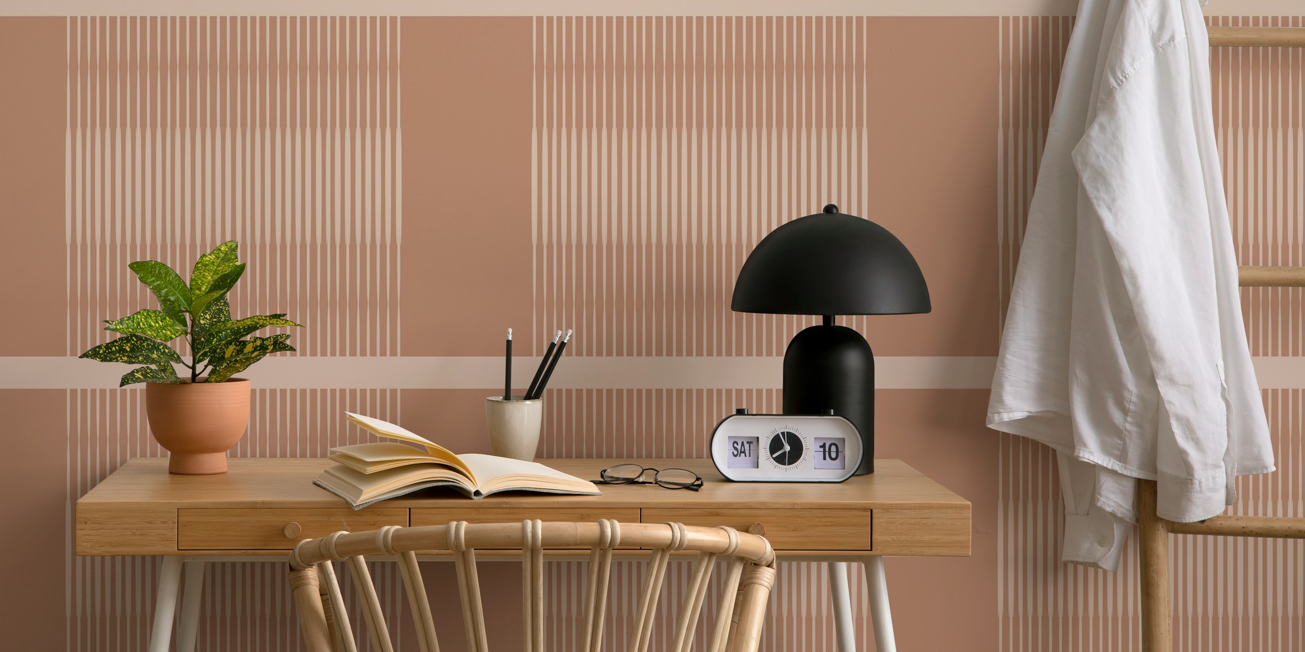 Vertical striped beige minimalist wallpaper design