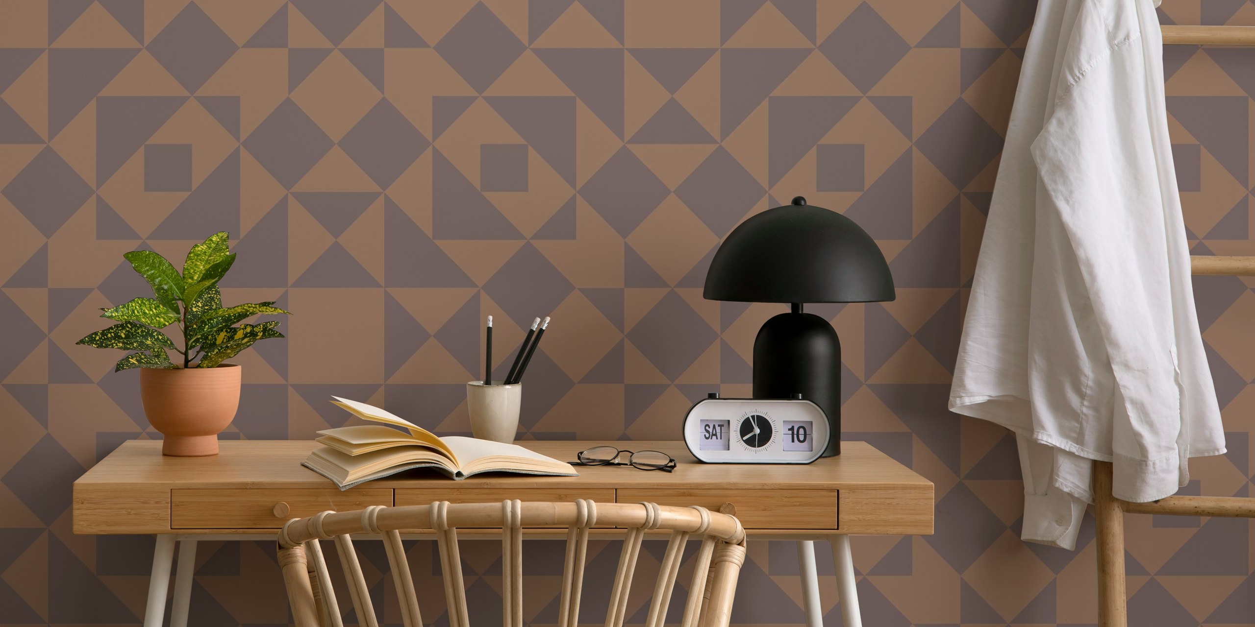 Victorian tiles patchwork carta da parati in una stanza