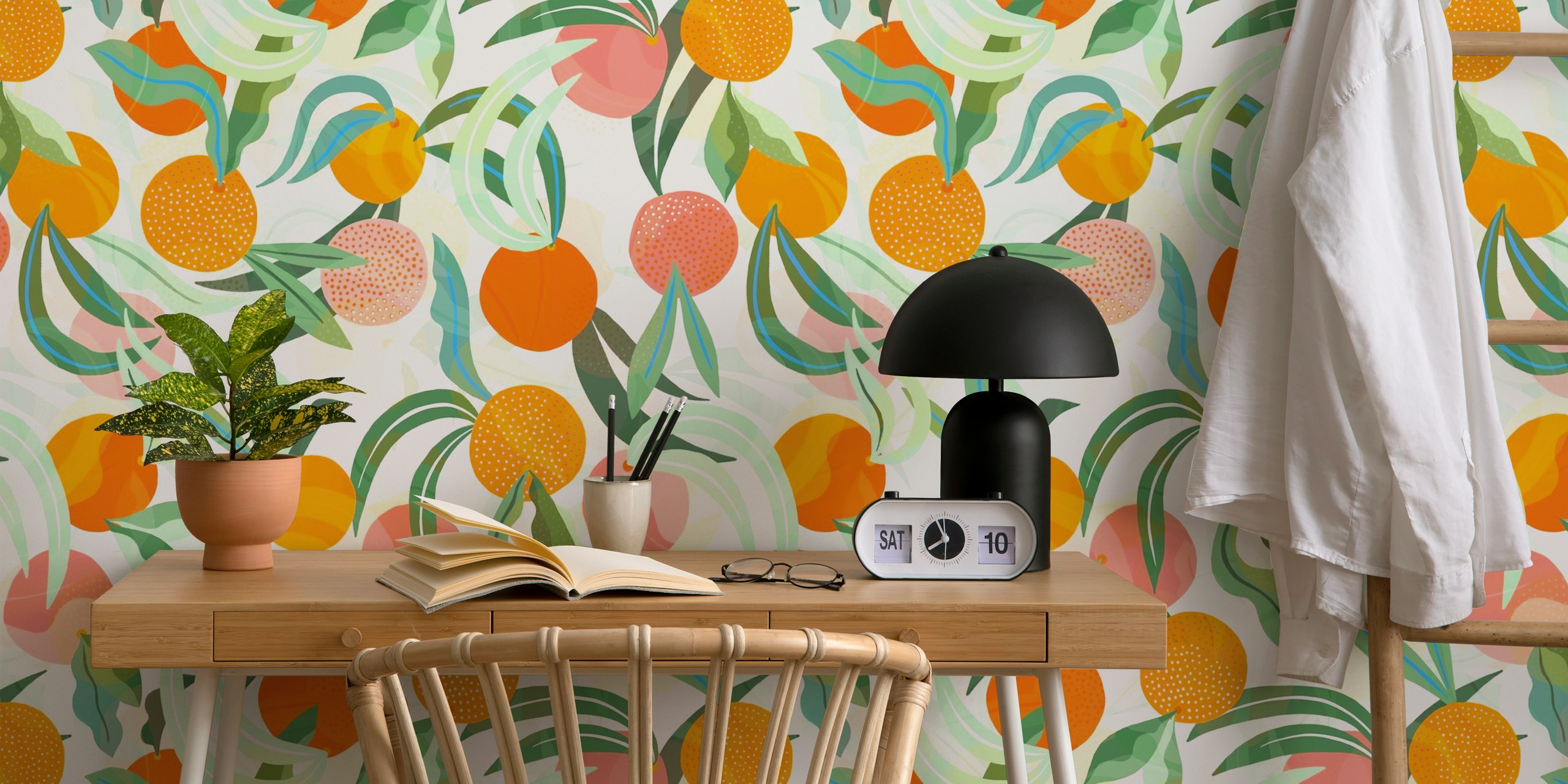 Citrus Orchard Delight papier peint dans une pièce