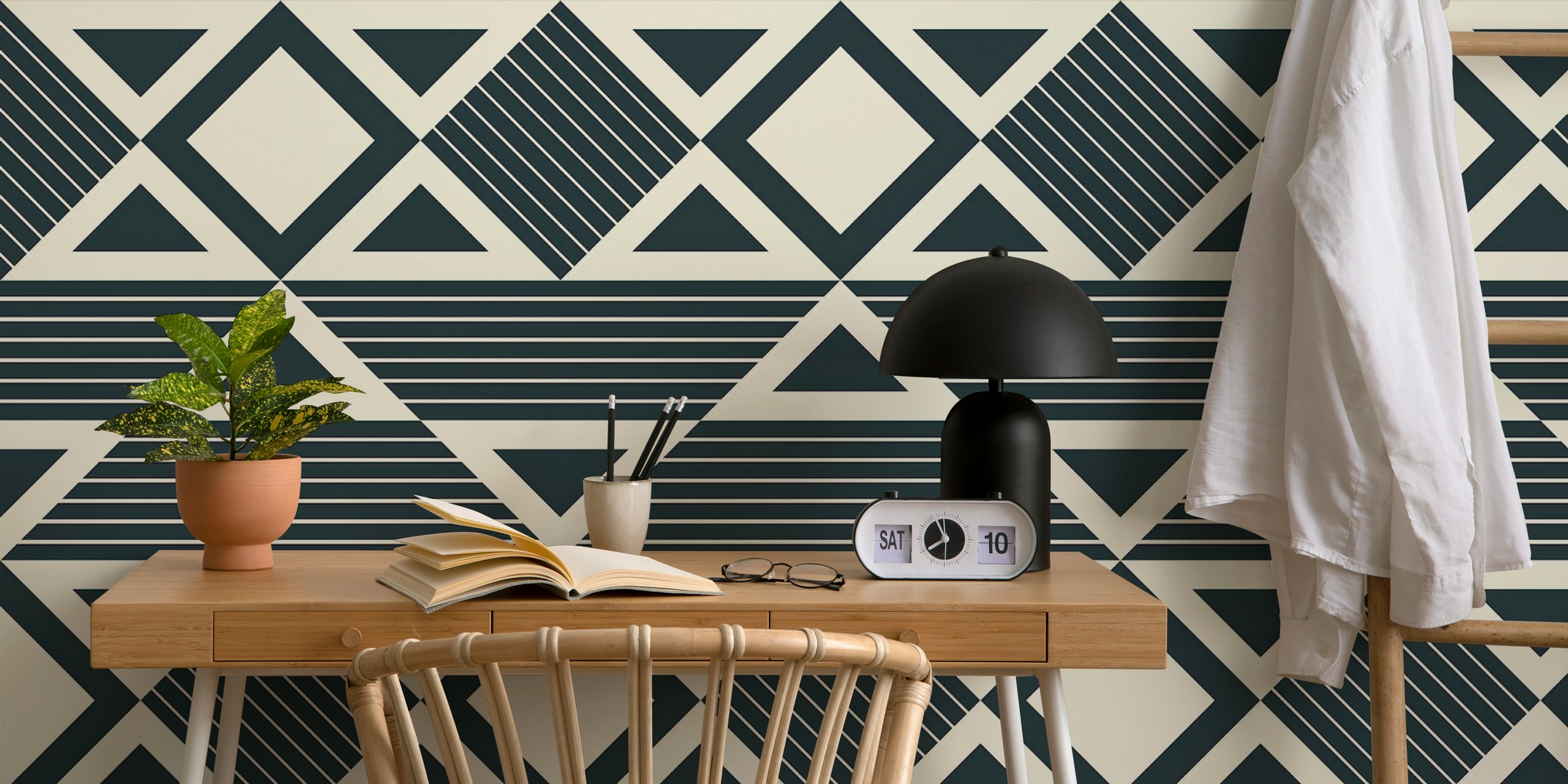 Modern Abstract Geometric Gray Tribal Shapes tapet