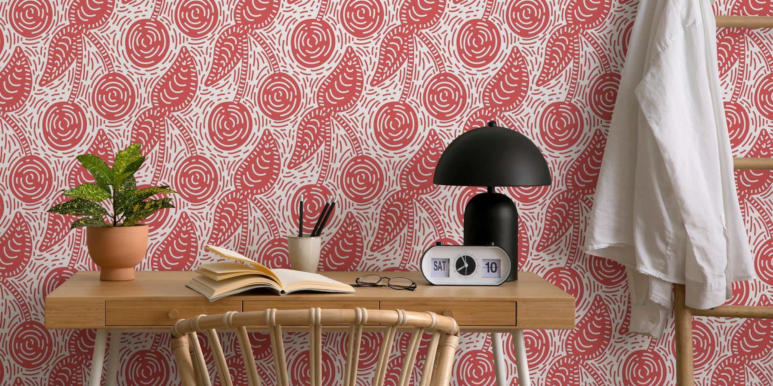 Tapeta Cherry Swirl Delight u postavci sobe