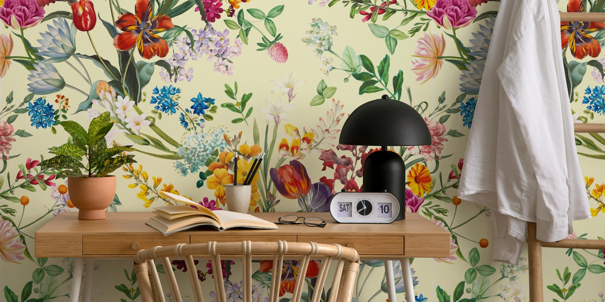 Mystic Blooms floral wallpaper in a room
