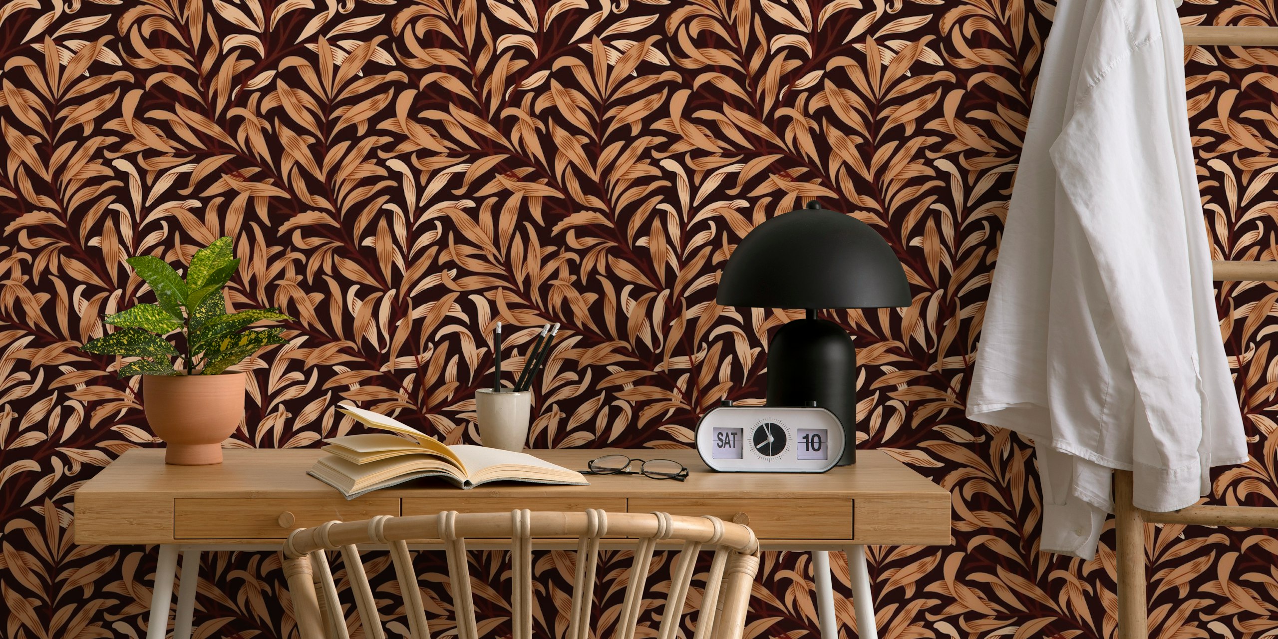 Willow Bough By William Morris - Burgundy behangpatroon