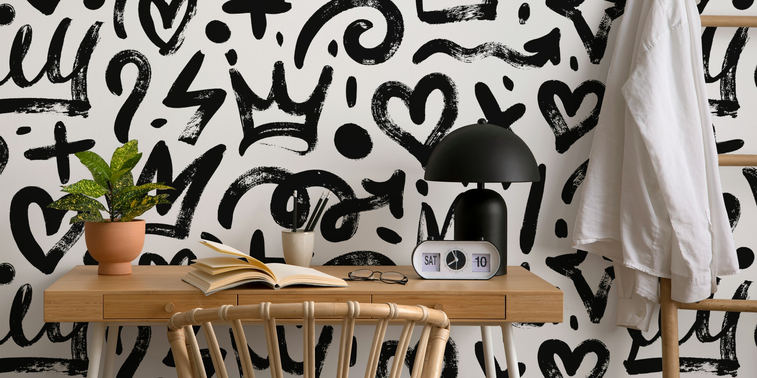 Papel tapiz Graffiti Doodles en un ambiente de habitación