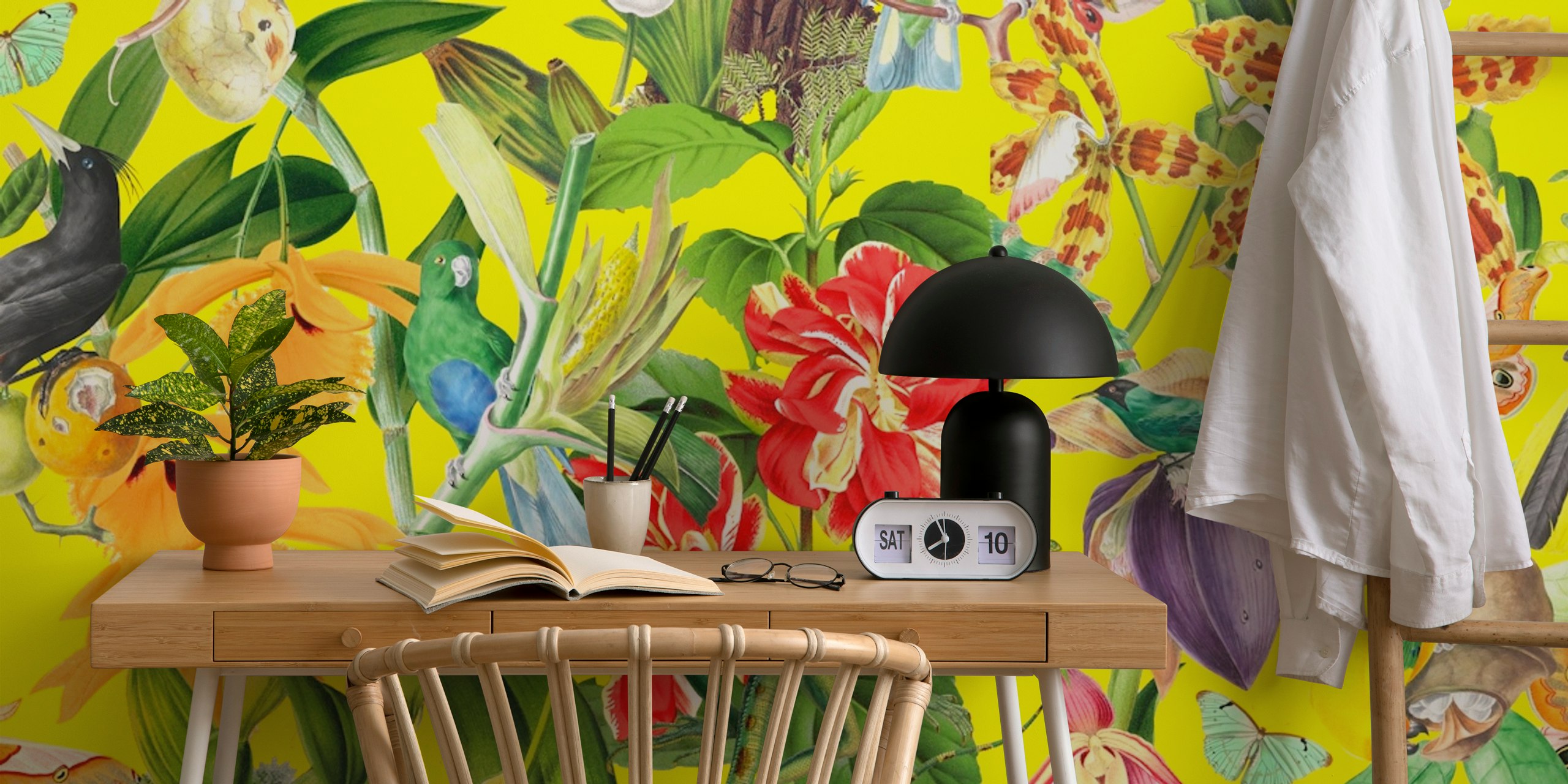 Nocturna behangontwerp in een kamer