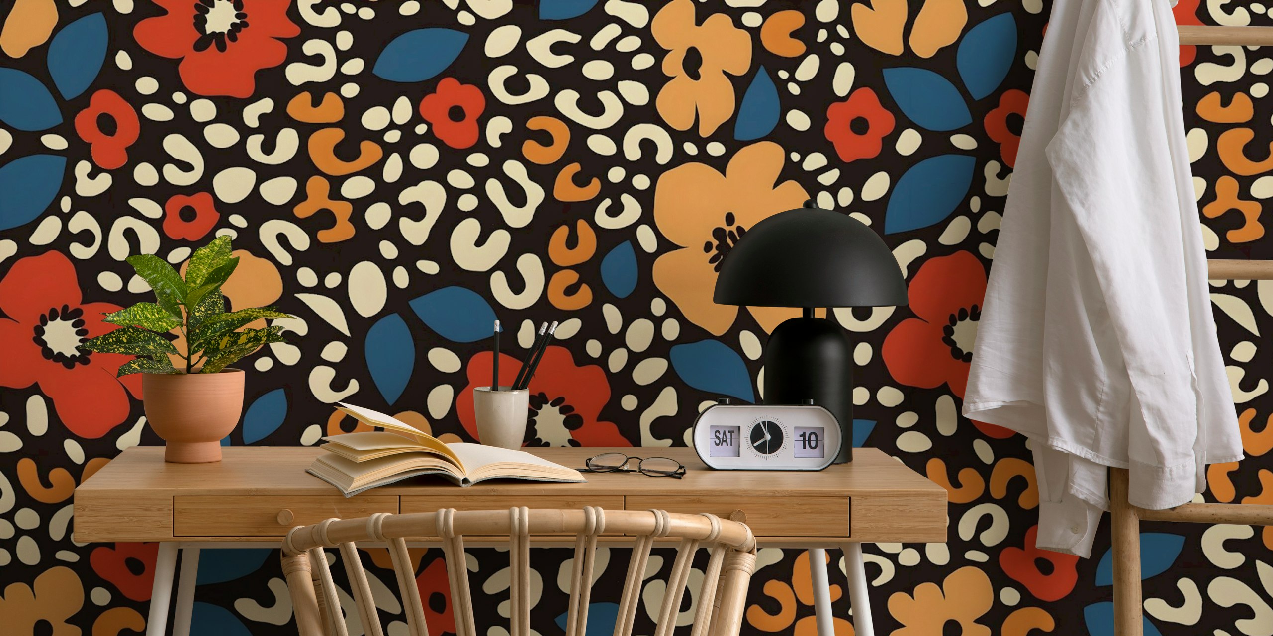 Diseño de papel pintado Retro Floral Safari