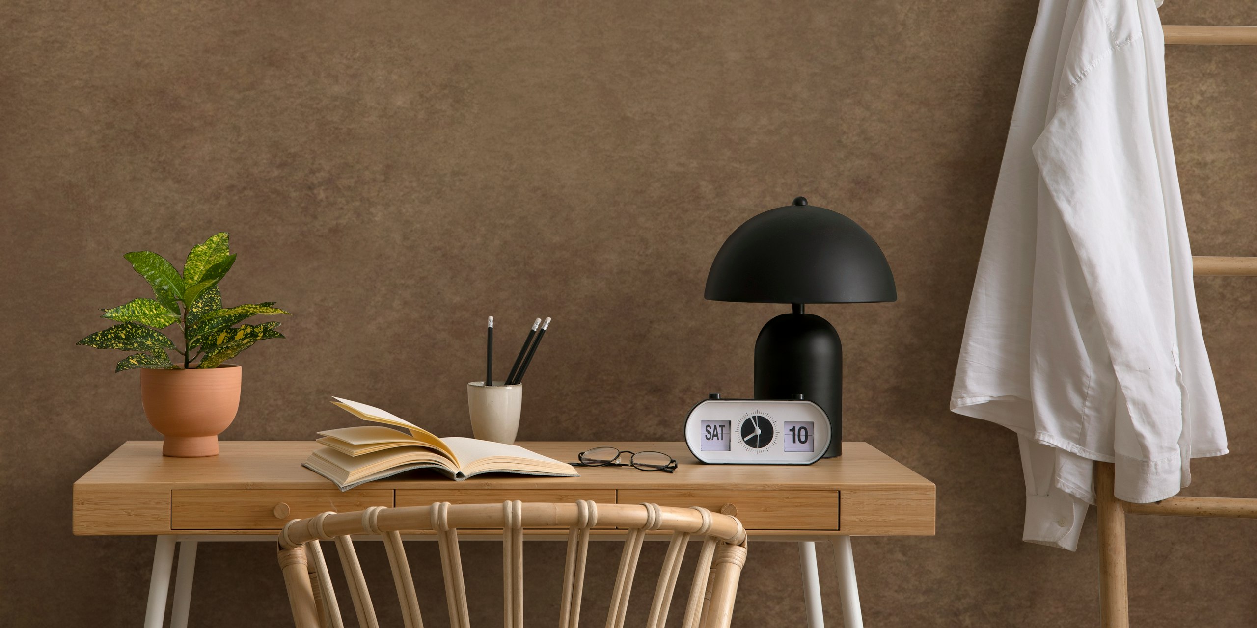 Sueded leather wallpaper design in a room