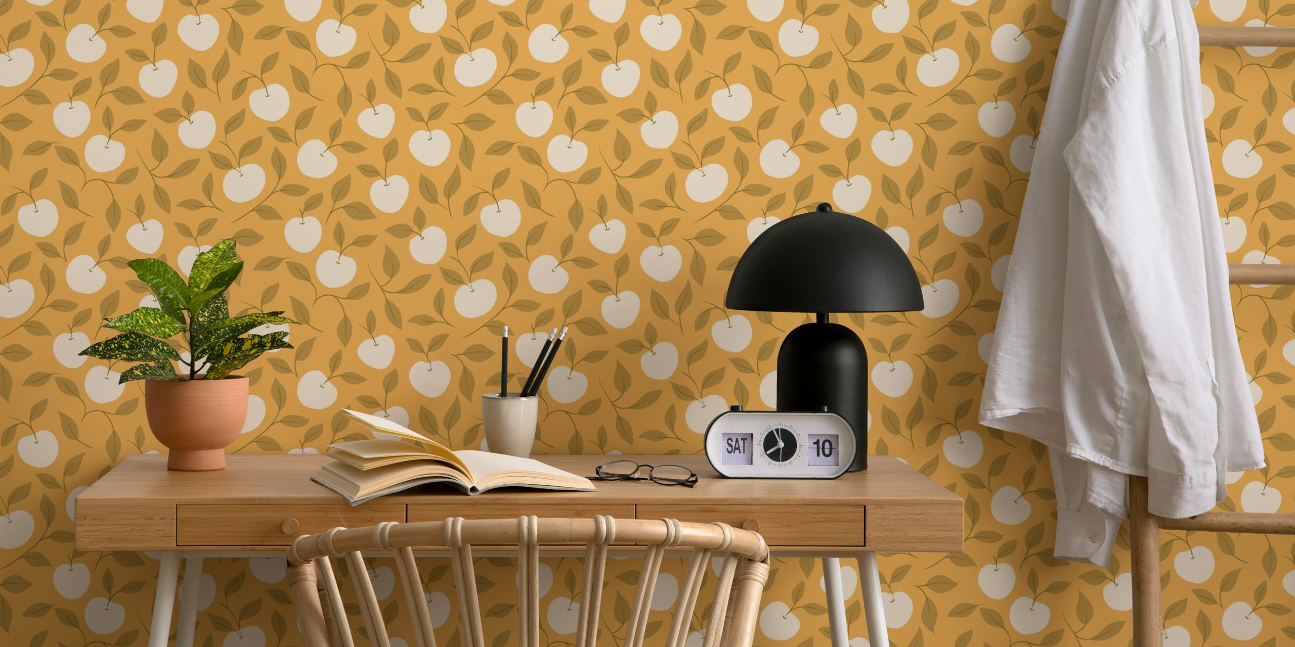 Autumn Harvest Apple Vine Wallpaper in a room