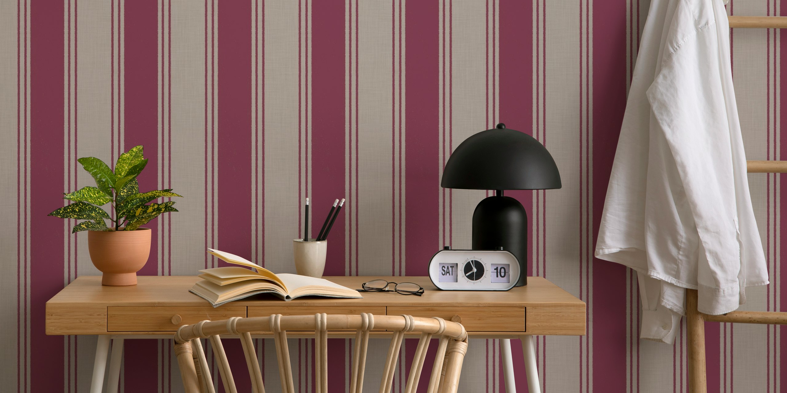 Boho stripes wallpaper in a room