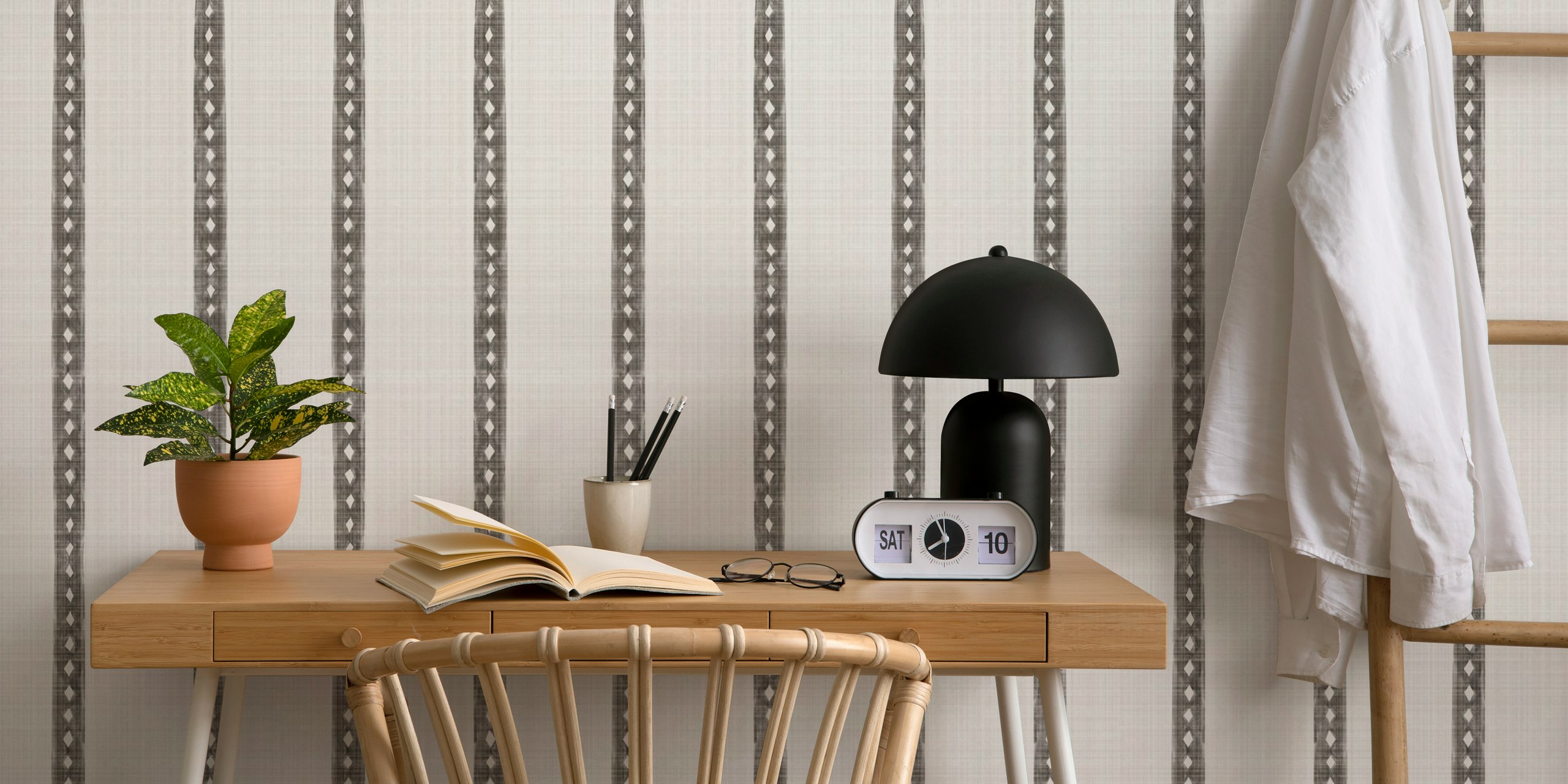 Væg med Rustic Diamond Stripes tapet