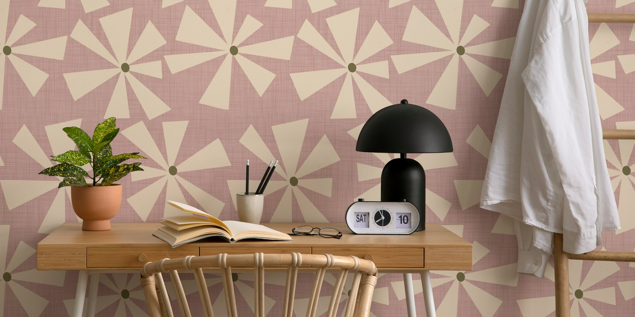 Papier peint Geometric Floral Burst dans une pièce