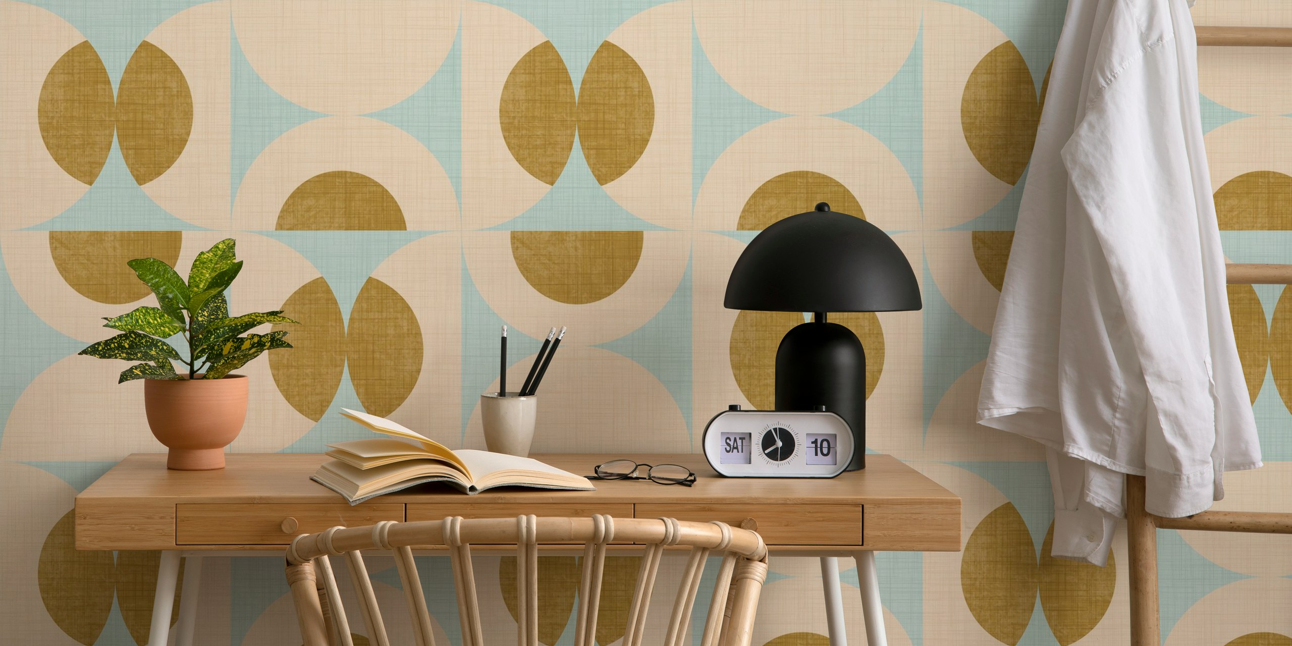 Retro Circle Fusion wallpaper in a styled room