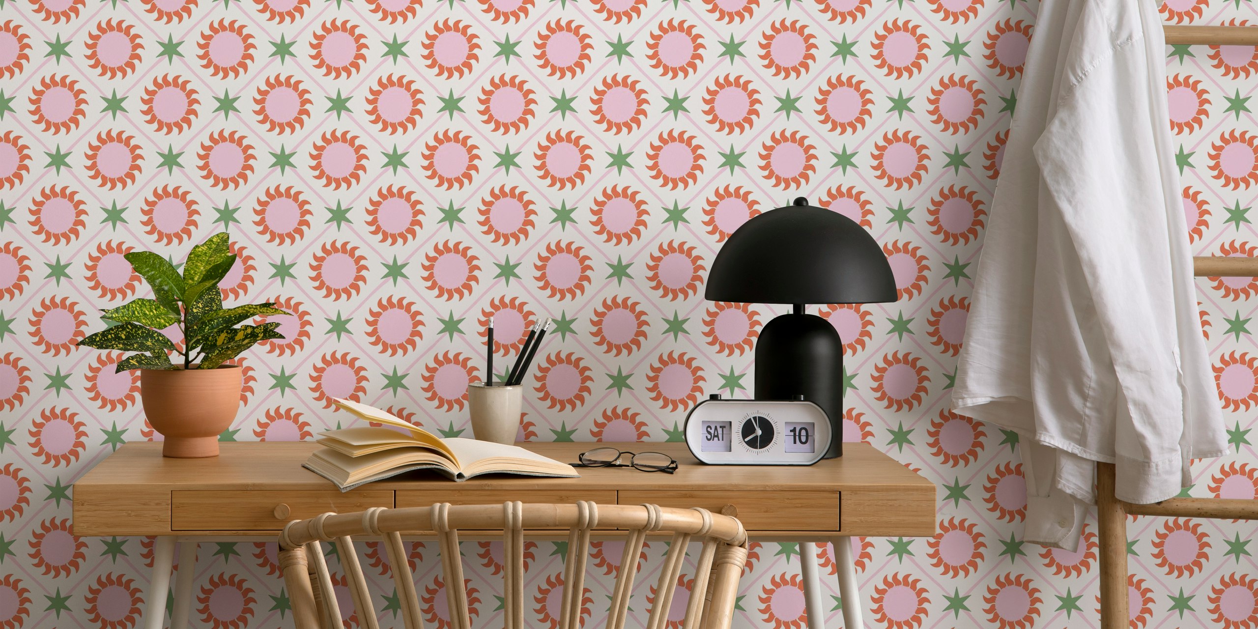 Celestial geometric tapetti huoneessa