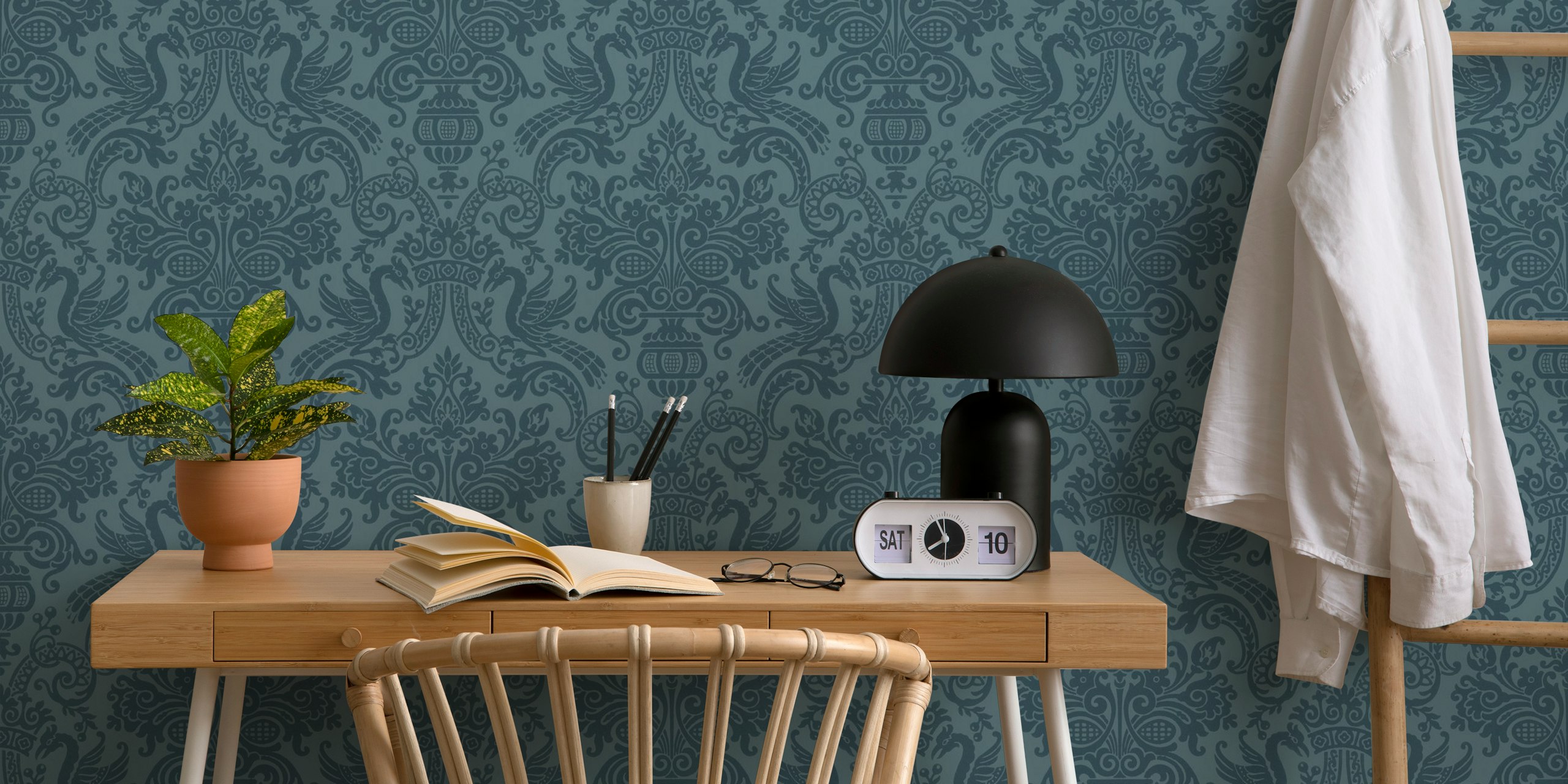Σχέδιο ταπετσαρίας Vintage Damask Elegant Grandeur Teal