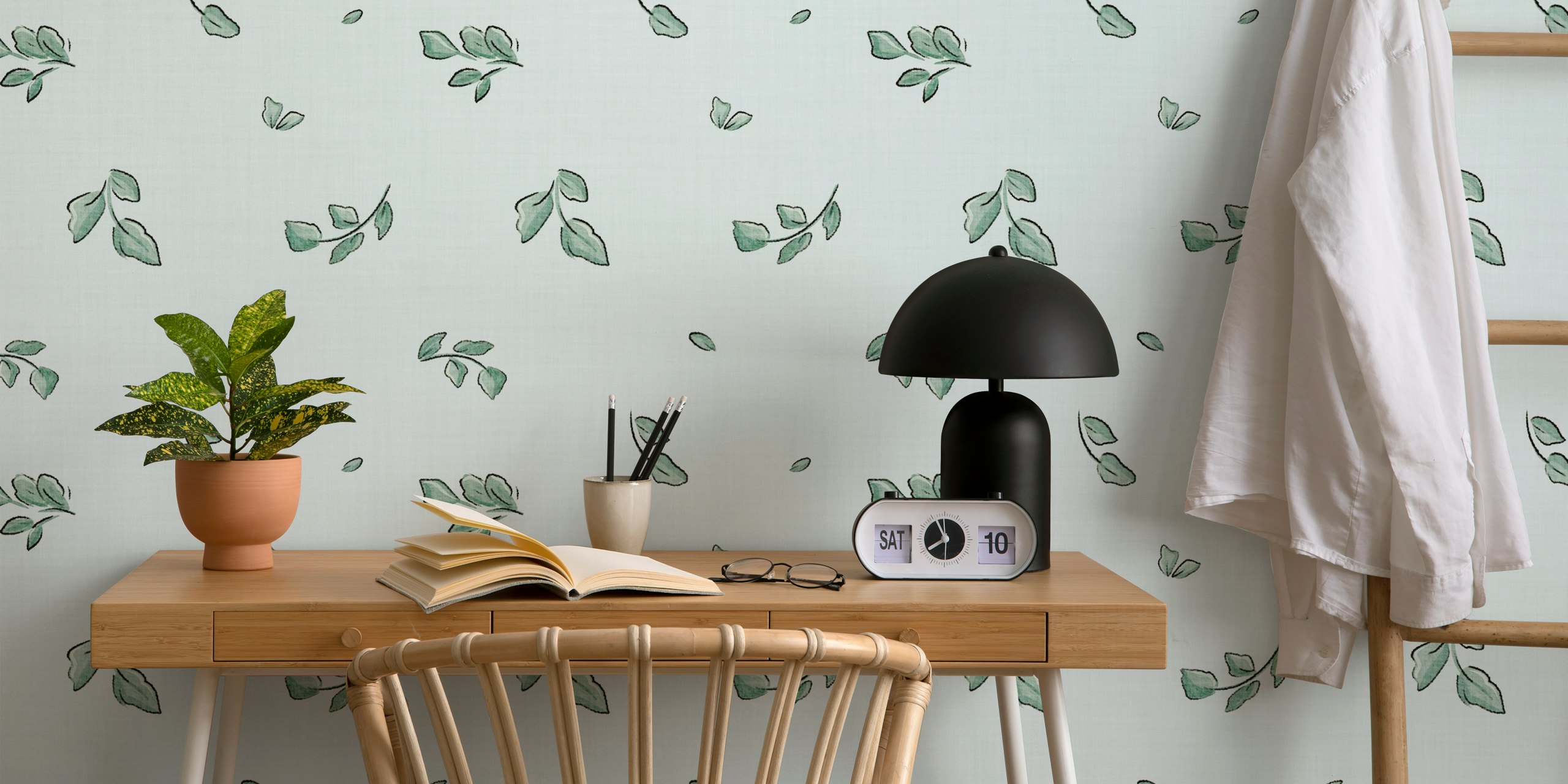 Serene Foliage Art in einem gemütlichen Raum