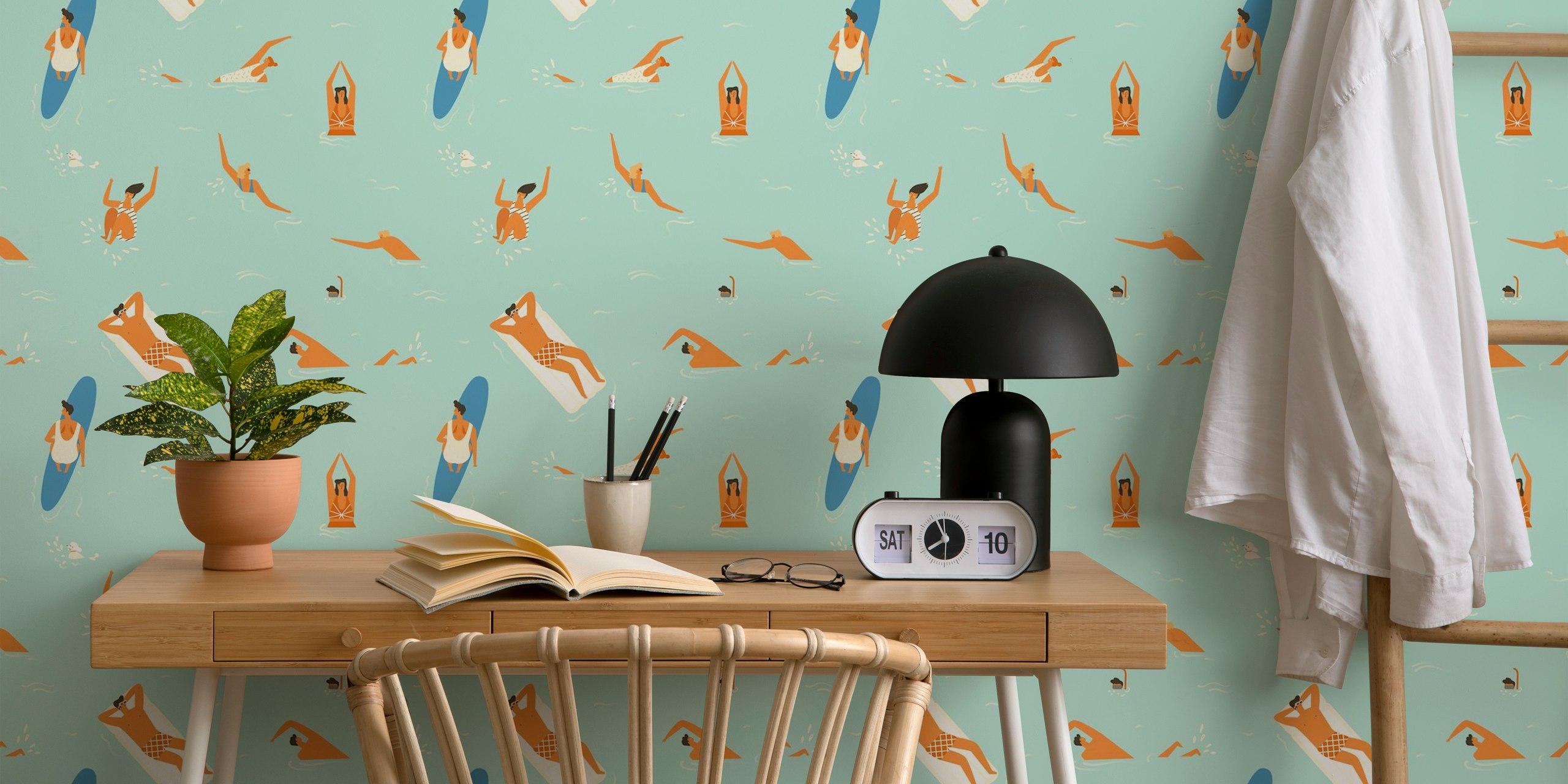 Diseño de papel pintado Beach fun en una habitación
