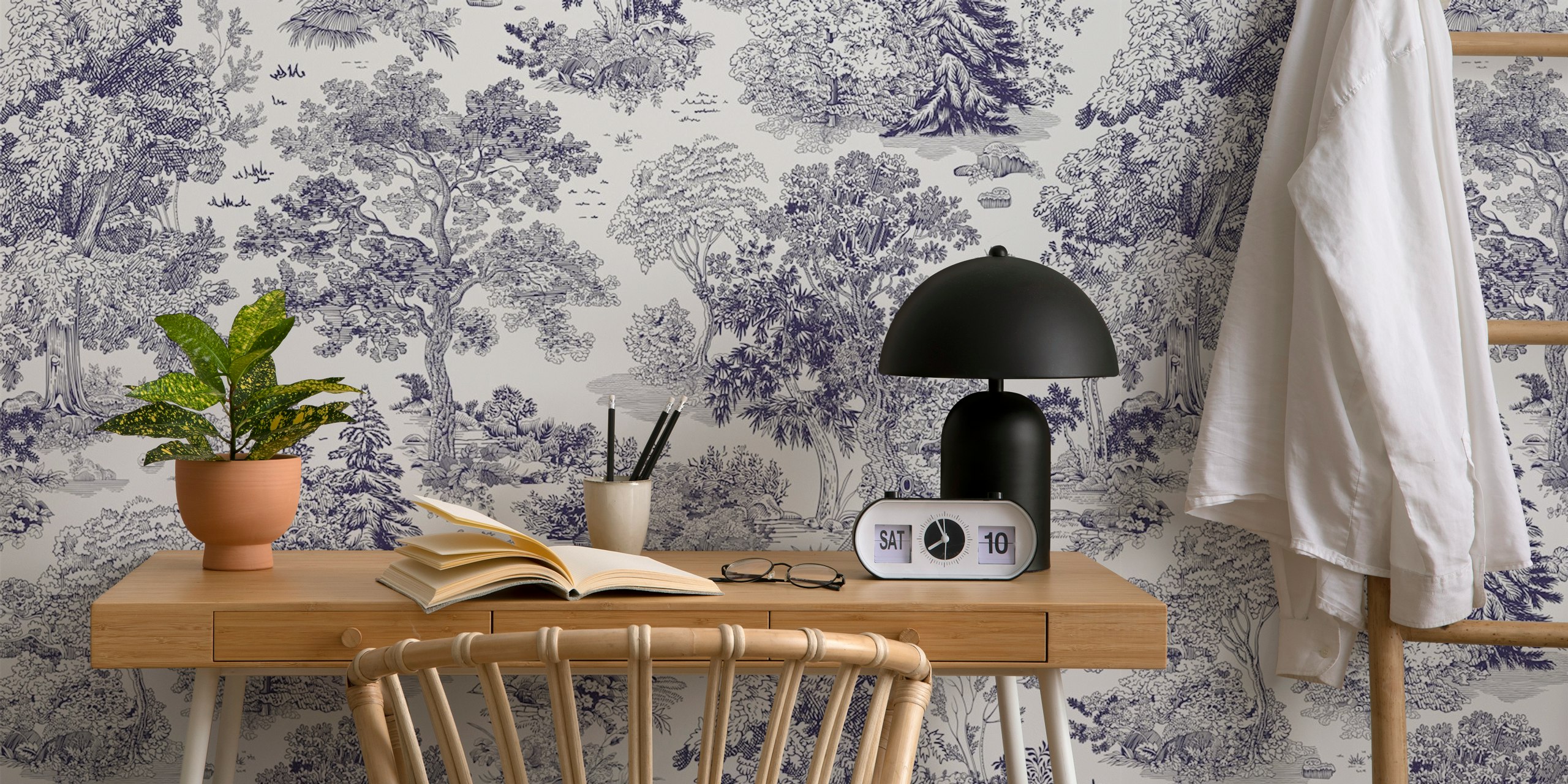 Periwinkle Forest Dream wallpaper in a room