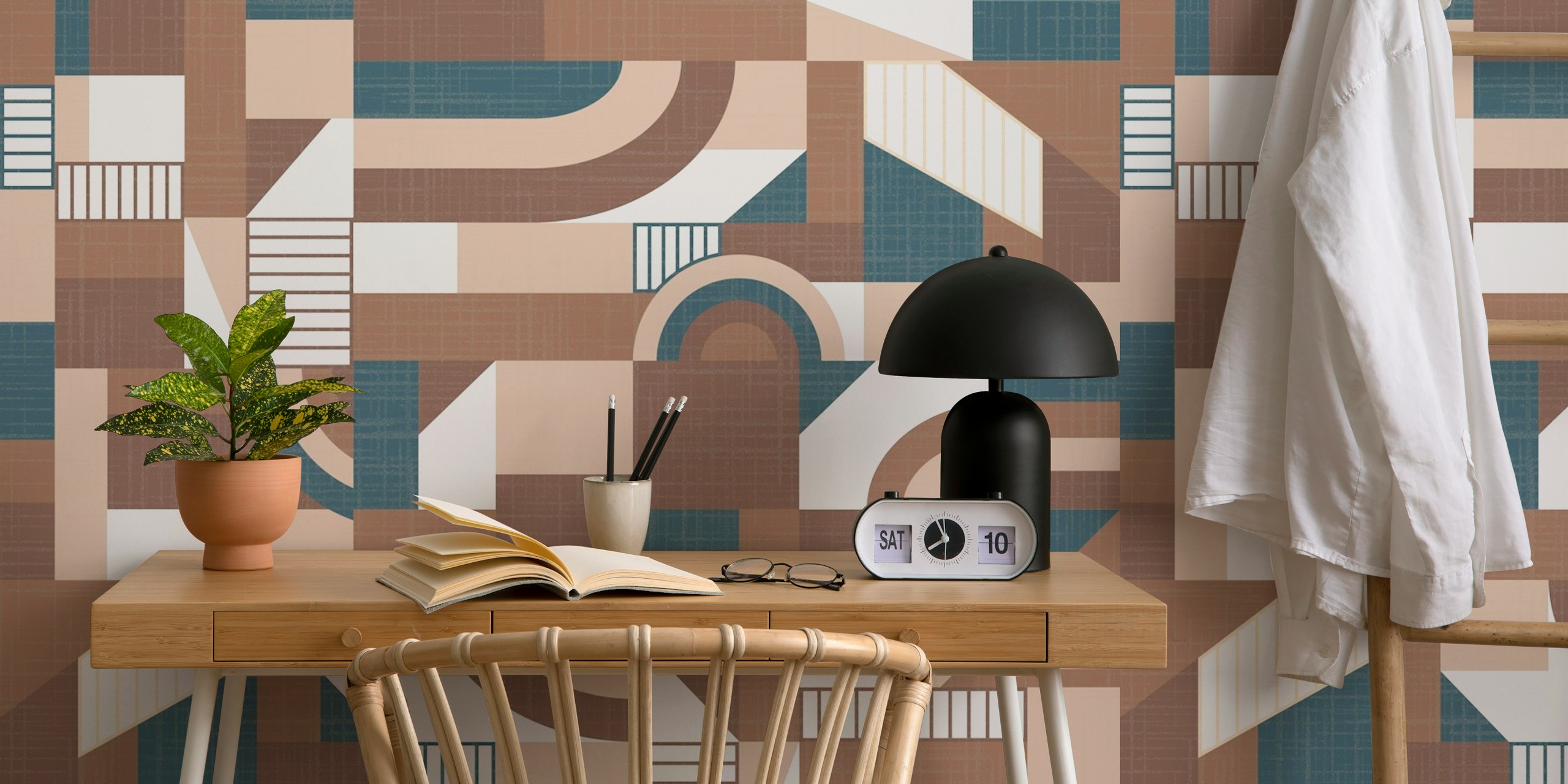 Mocha Mousse Ritmo wallpaper design in a room