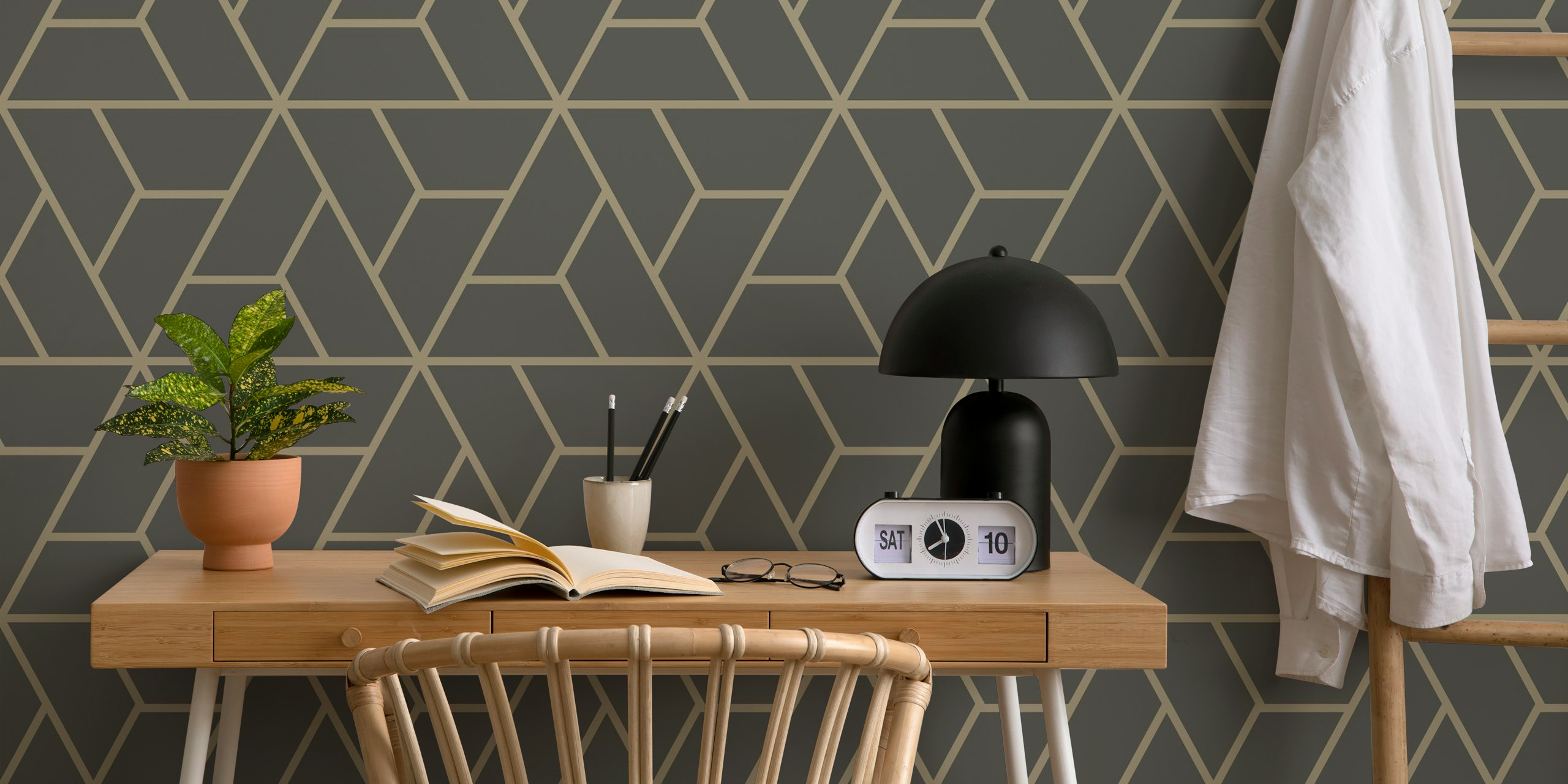 Abstract Geometric Triangles tapet i ett rum