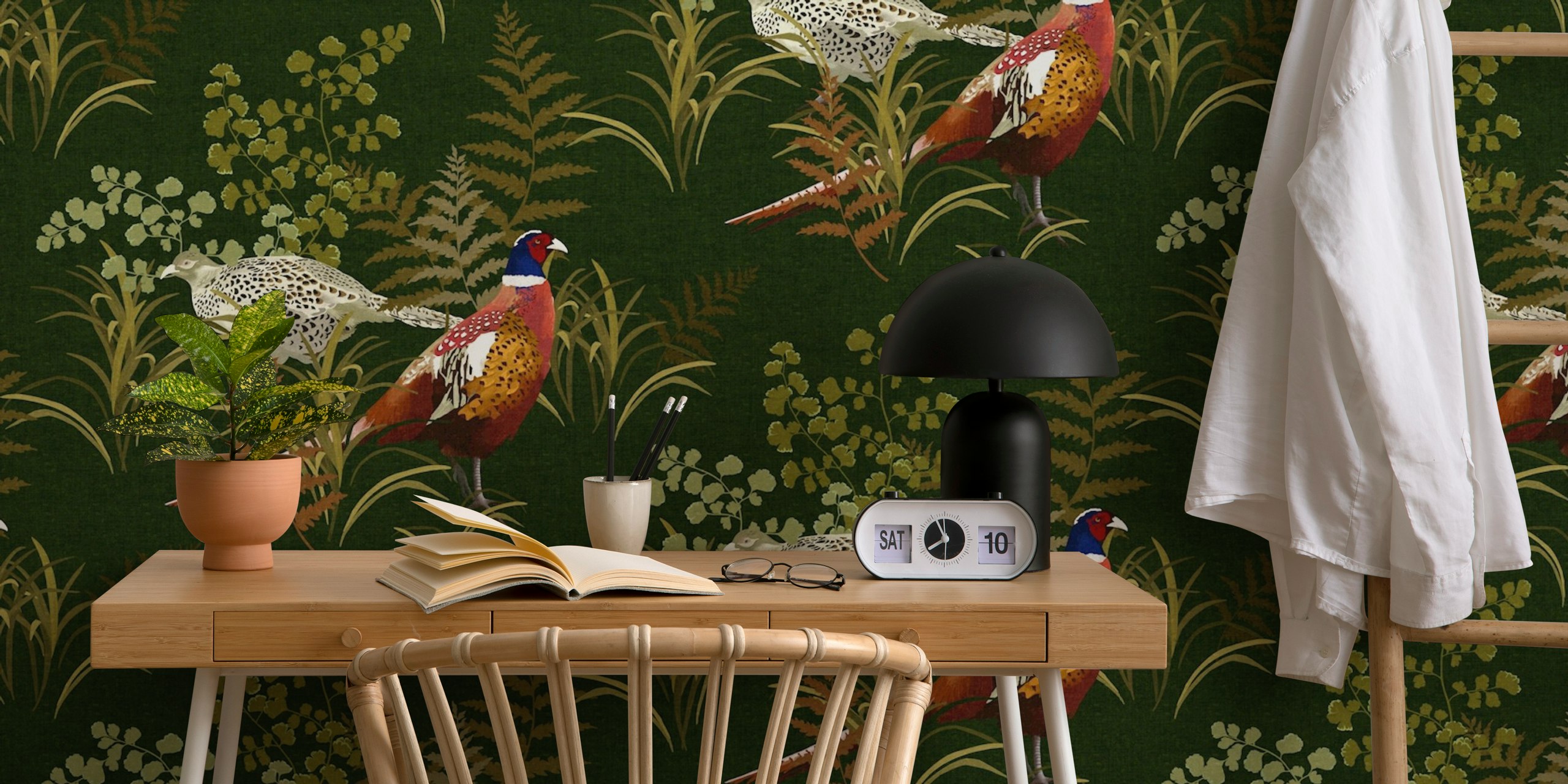 Country Pheasant - Khaki Green pozadina u sobi