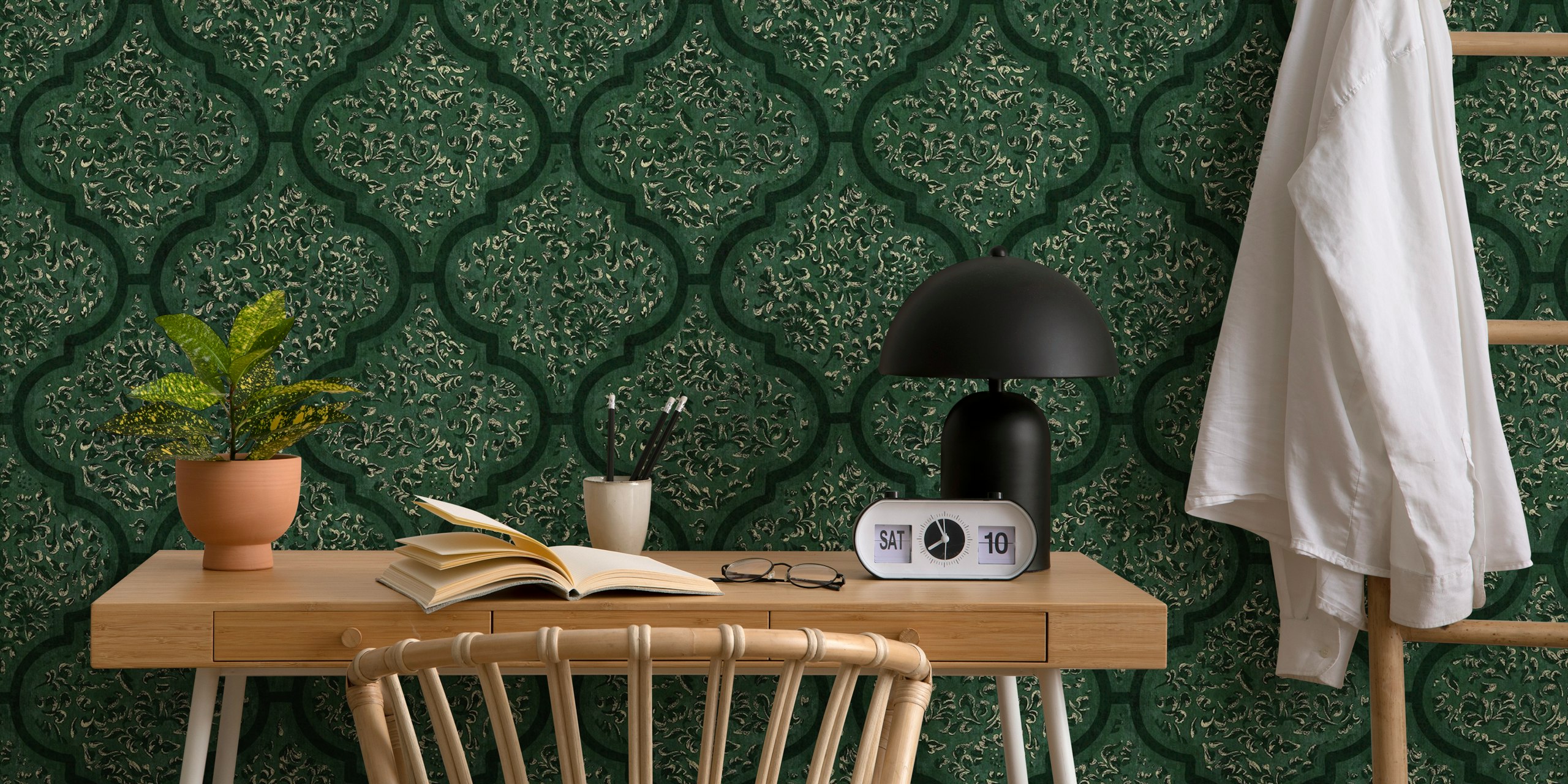 Ornamental Moroccan Tile in Deep Green