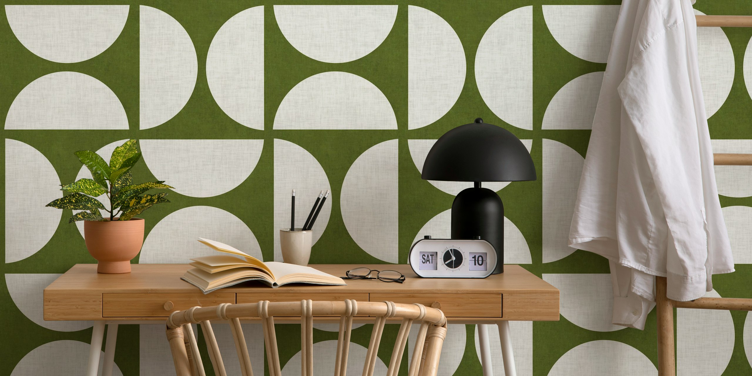 Mid-Century Modern Geometric tapetti huoneessa