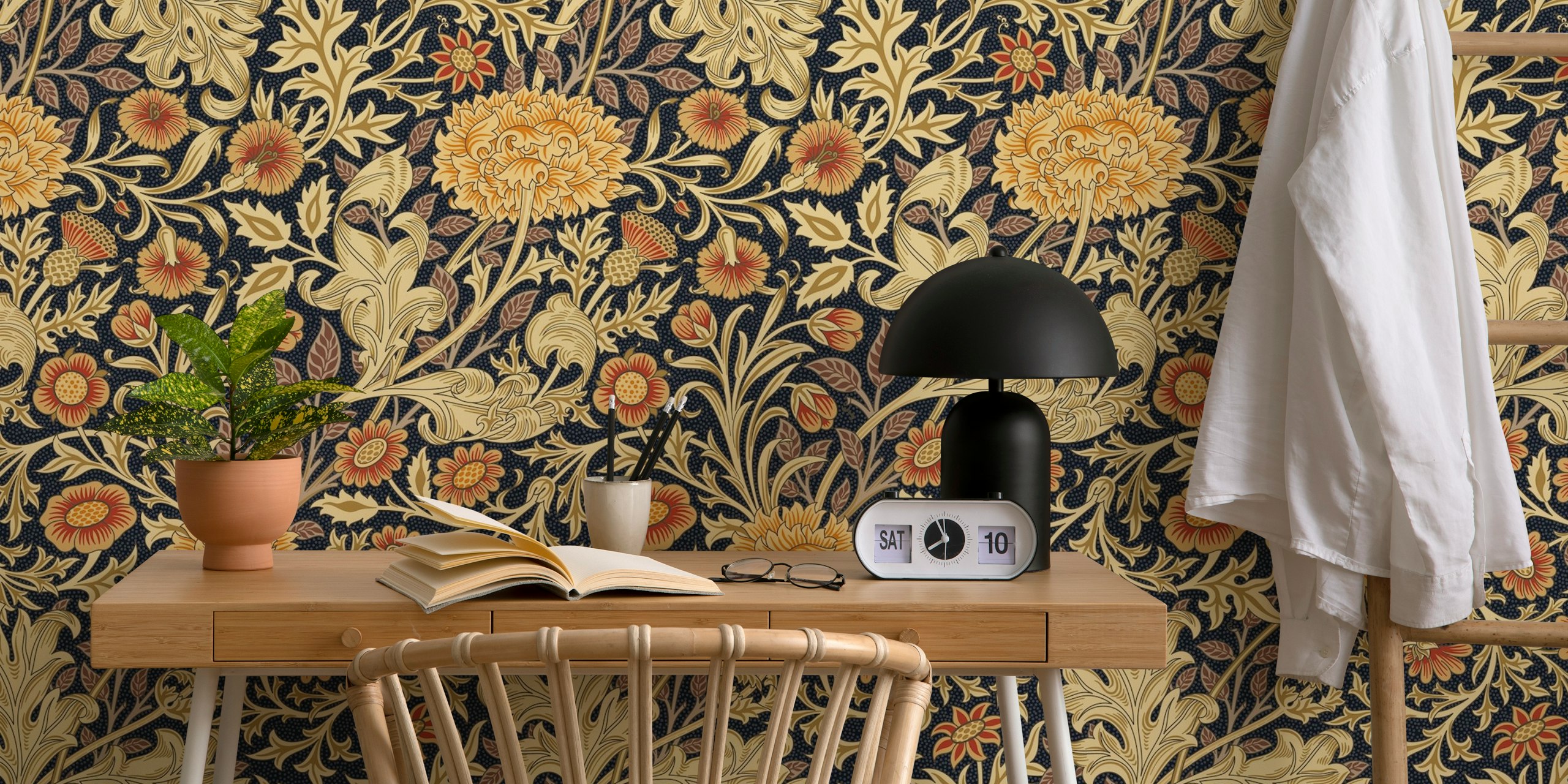 Victorian Double Bough 1 brown wallpaper in a room