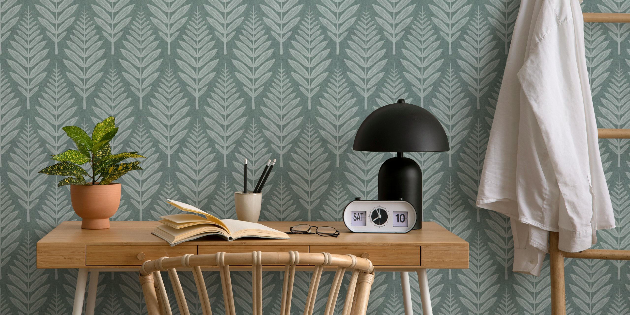 Frosted Leaf Pattern Wallpaper u sobi