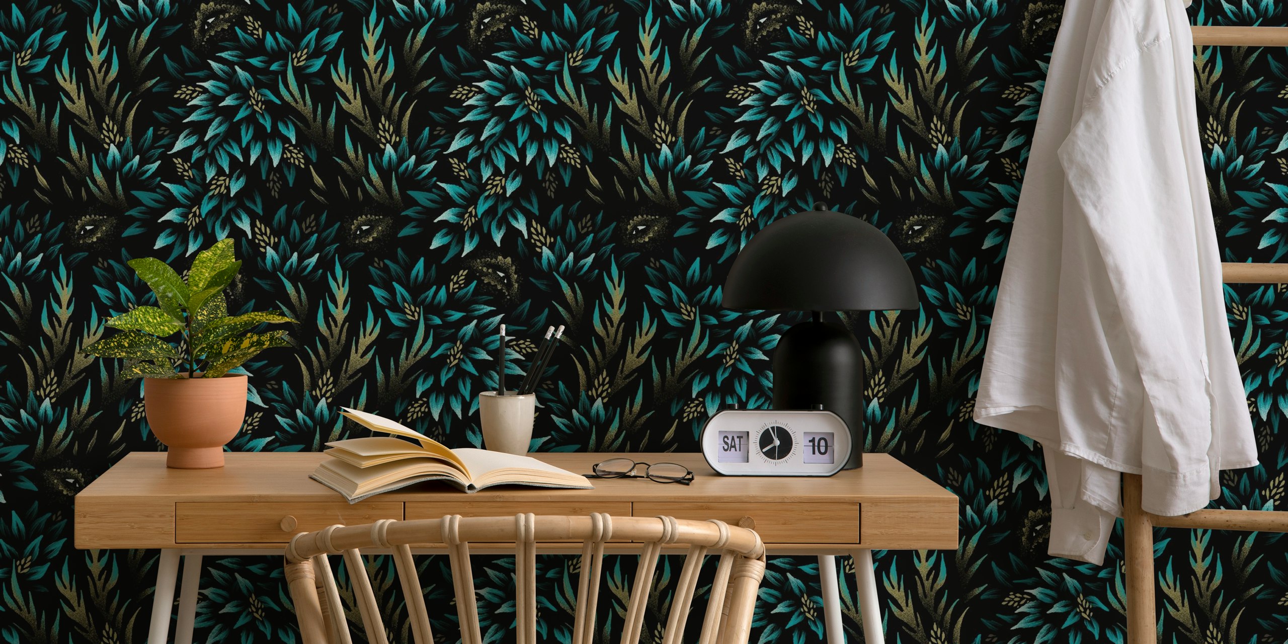 Mysterious Foliage wallpaper in a room