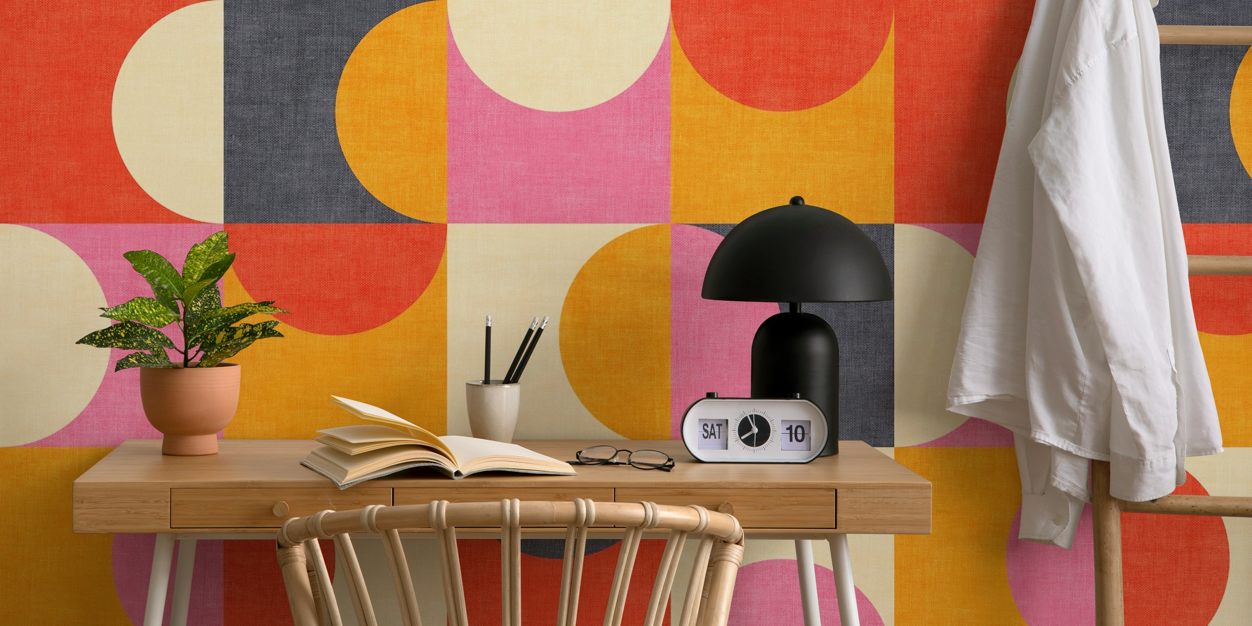 Bauhaus Circle Abstract wallpaper in a room