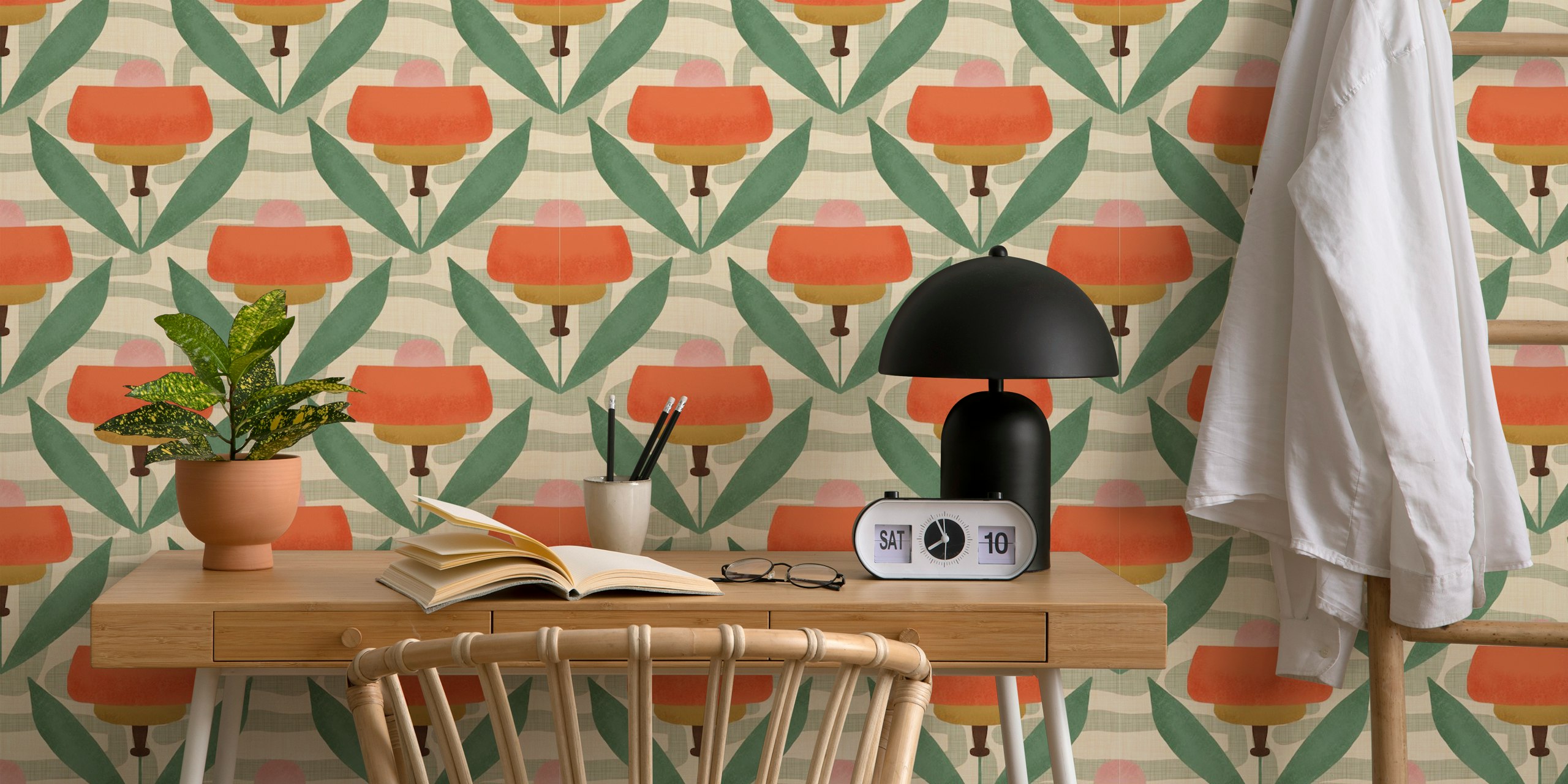 Dizajn tapeta Abstract Retro Poppies u sobi