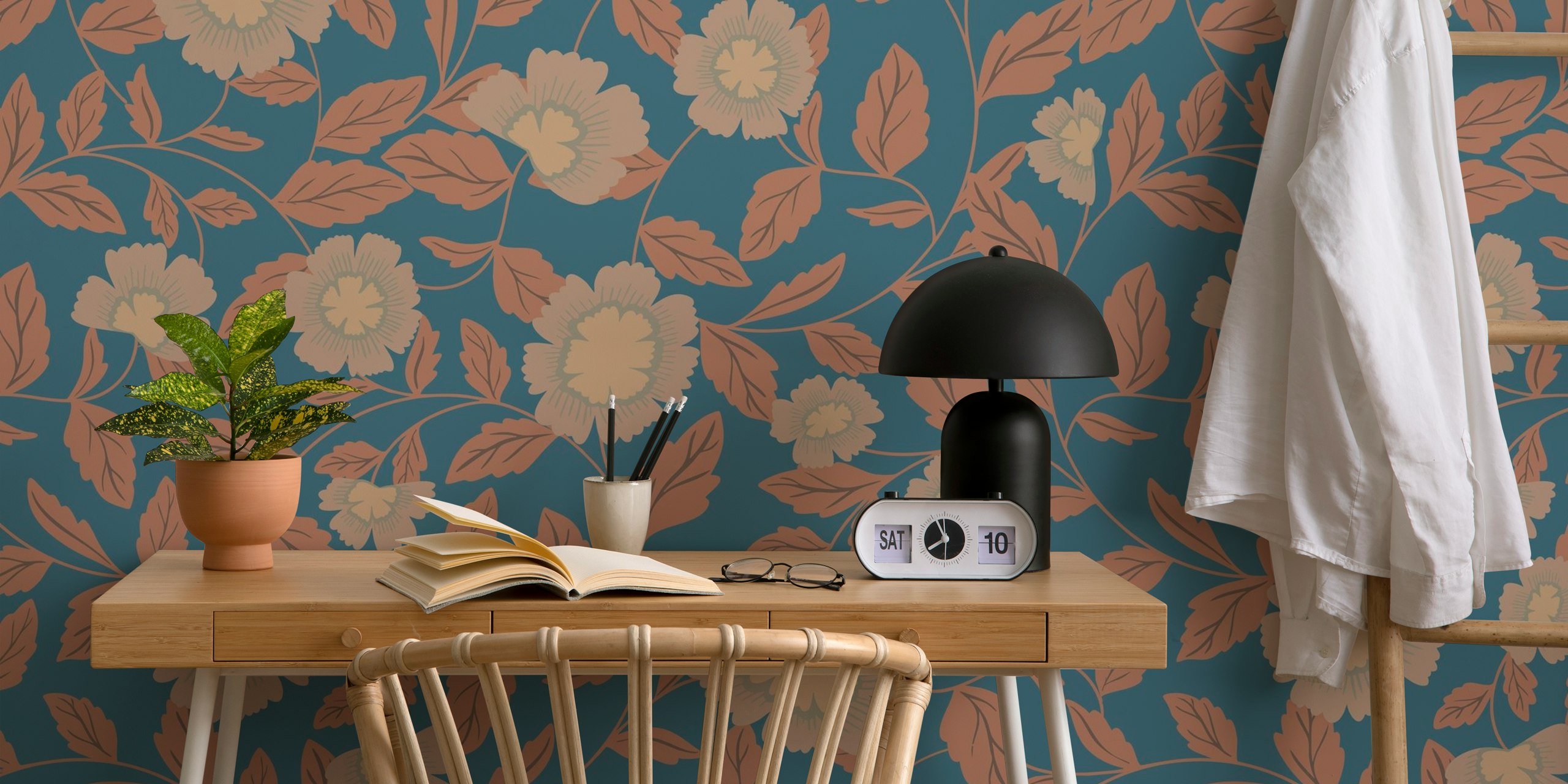 Elegant Big Botanical Bliss floral wallpaper design