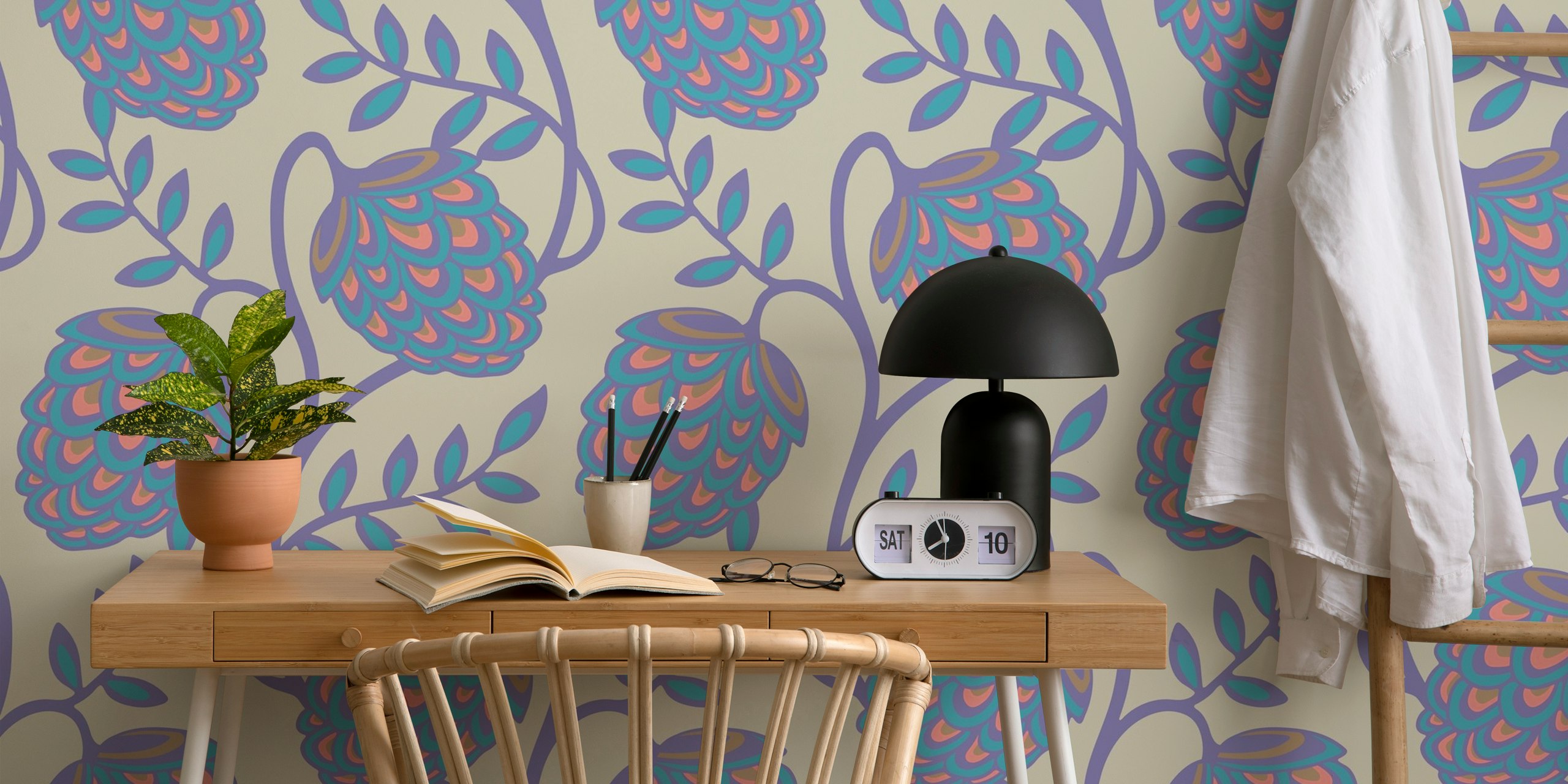 Fantasia Floral Botanical Lavender Purple ταπετσαρία