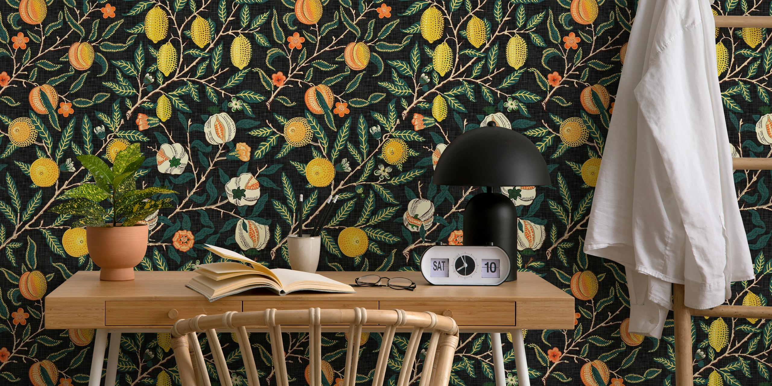 William Morris Pomegranate design wallpaper in room