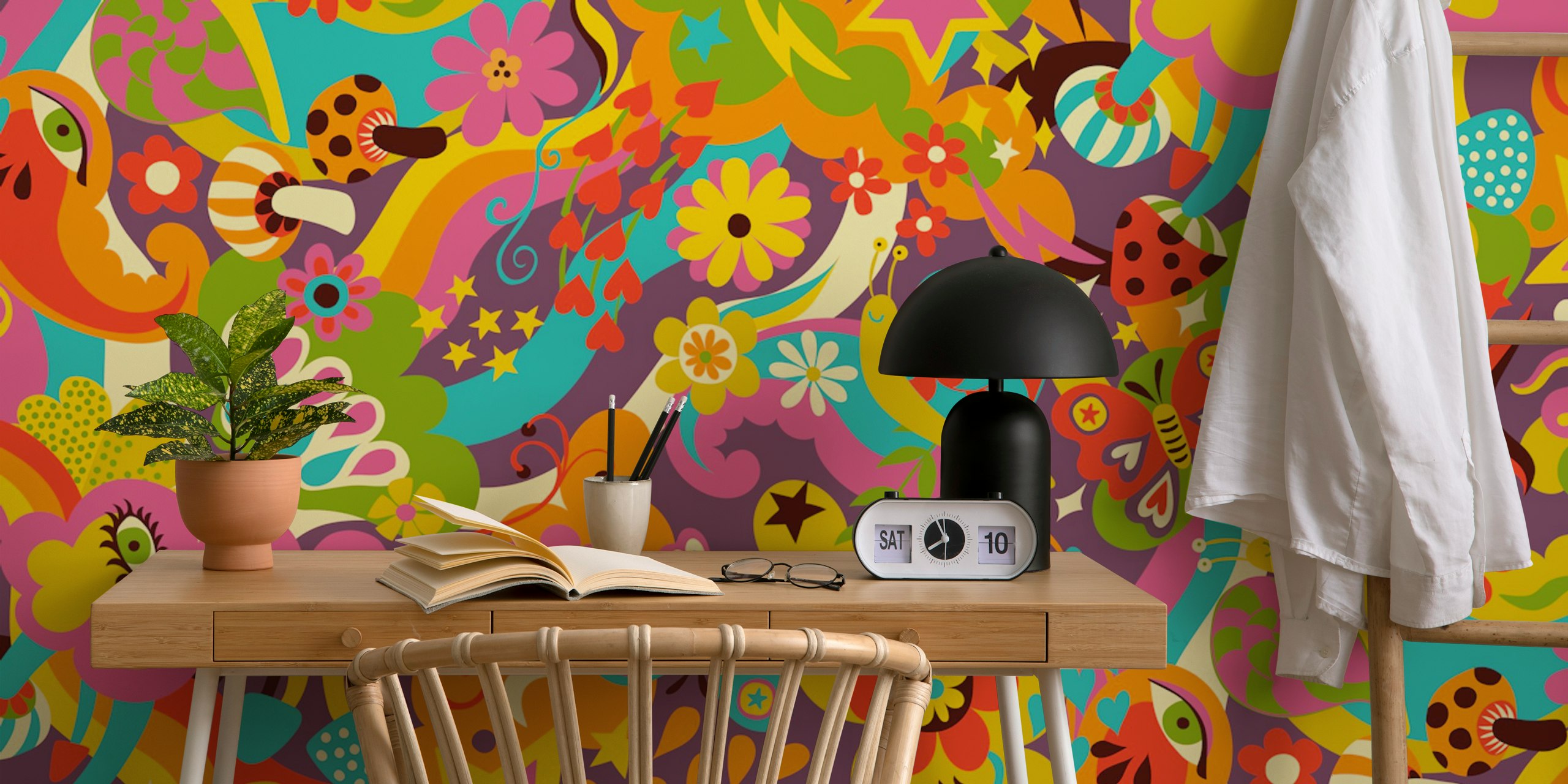 Papier peint Disco Psychedelia coloré dans une pièce