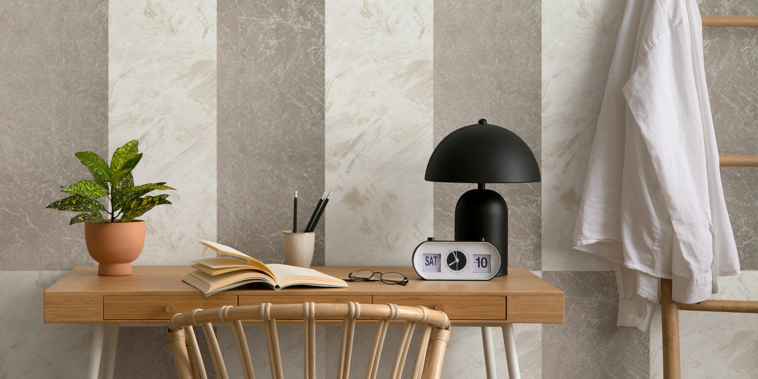 Gray striped design with a textured effect wallpaper