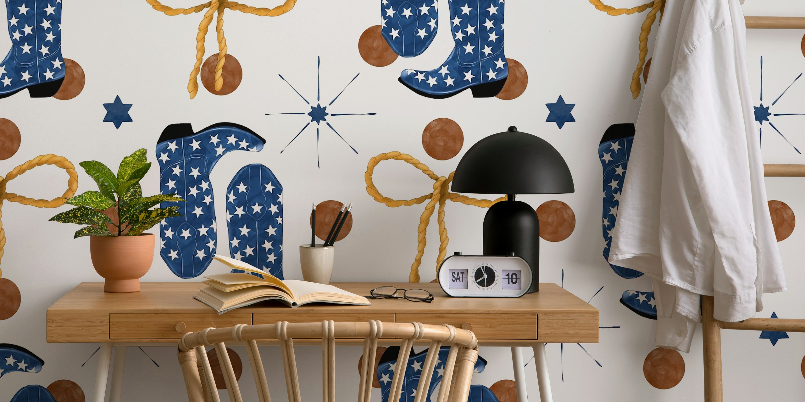 Country Star Boot Delight wallpaper in a room
