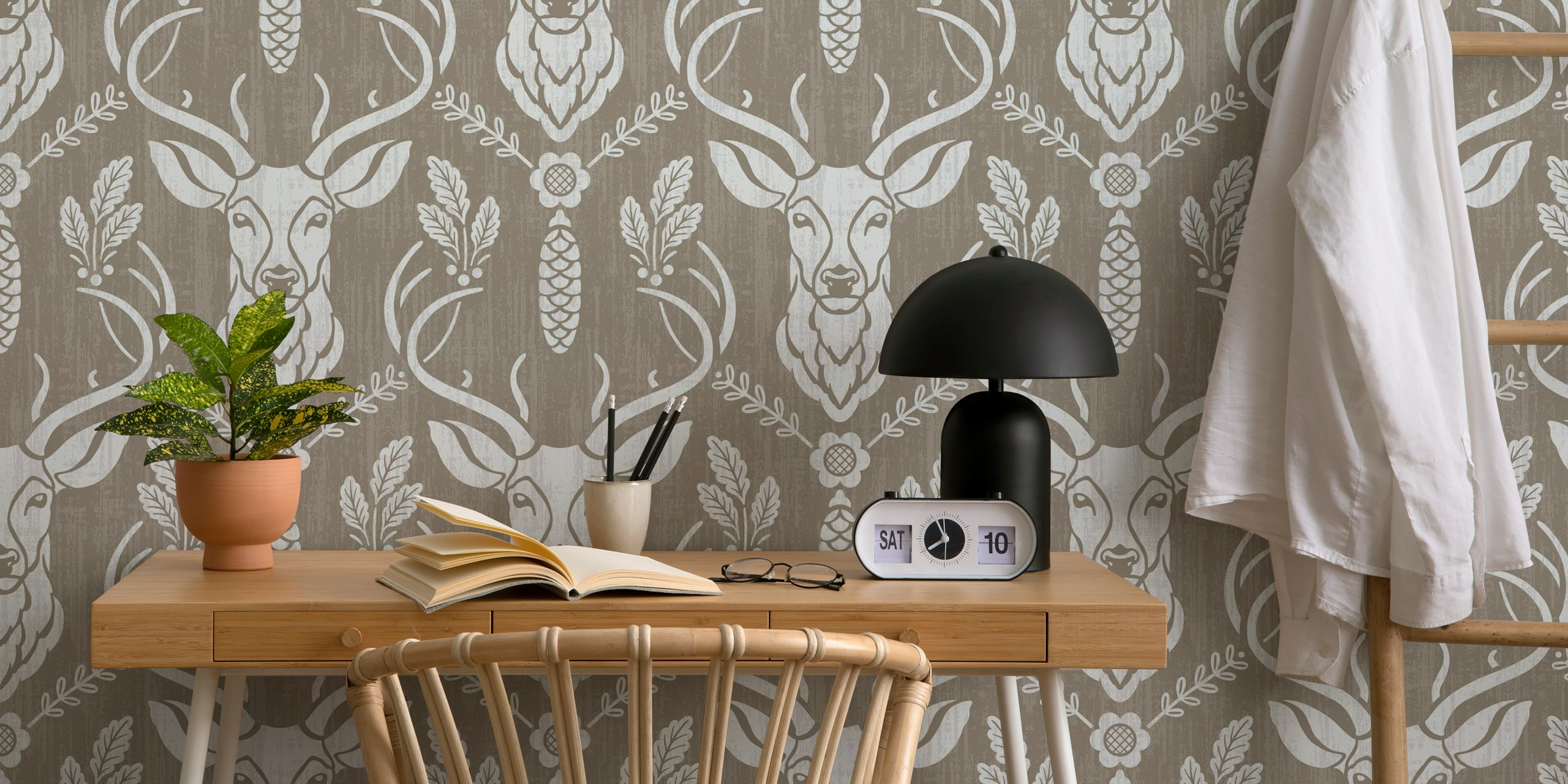 Diseño de papel pintado Cabincore Forest Deer
